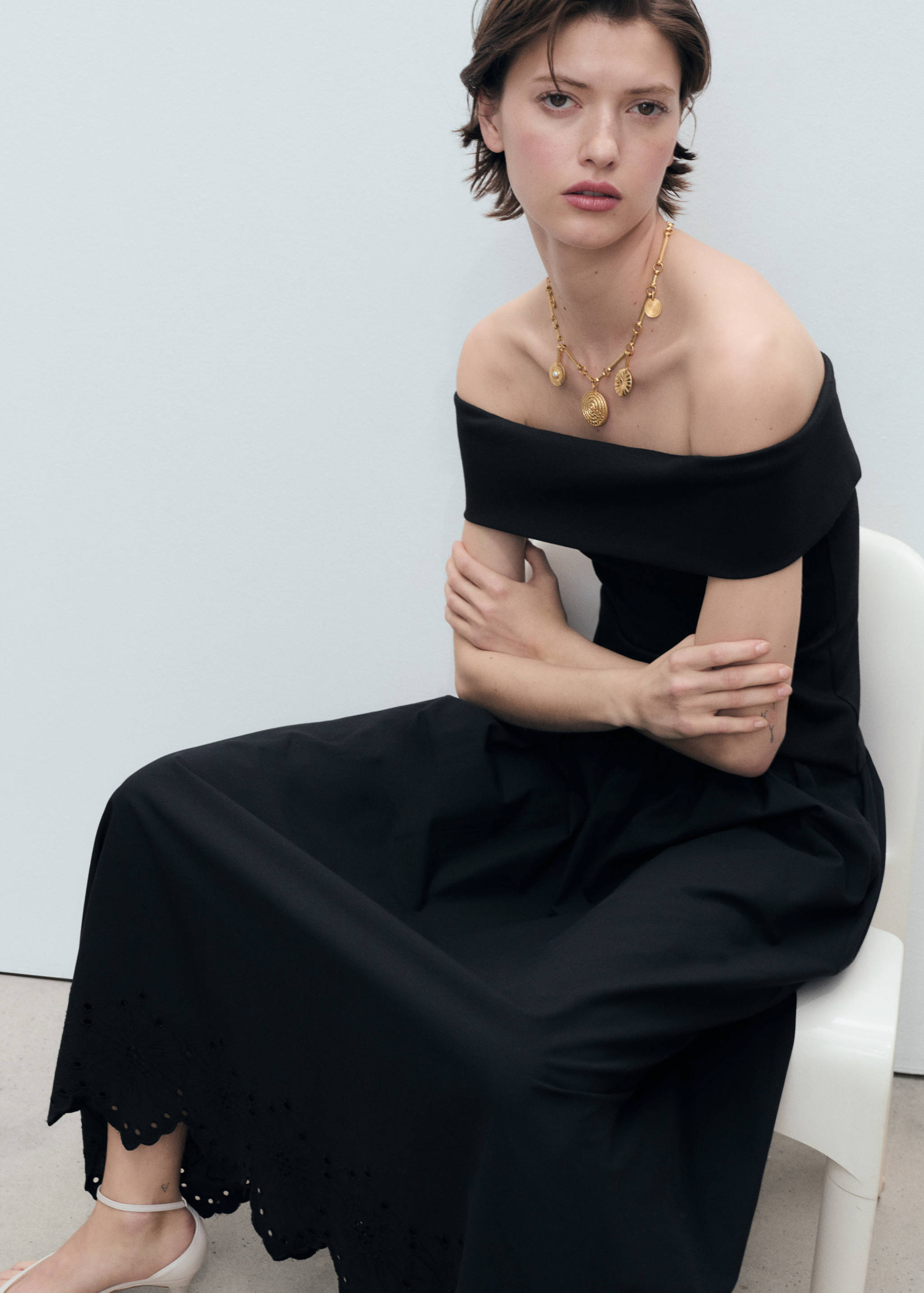 Cotton skirt with embroidered hem - Details of the article 2