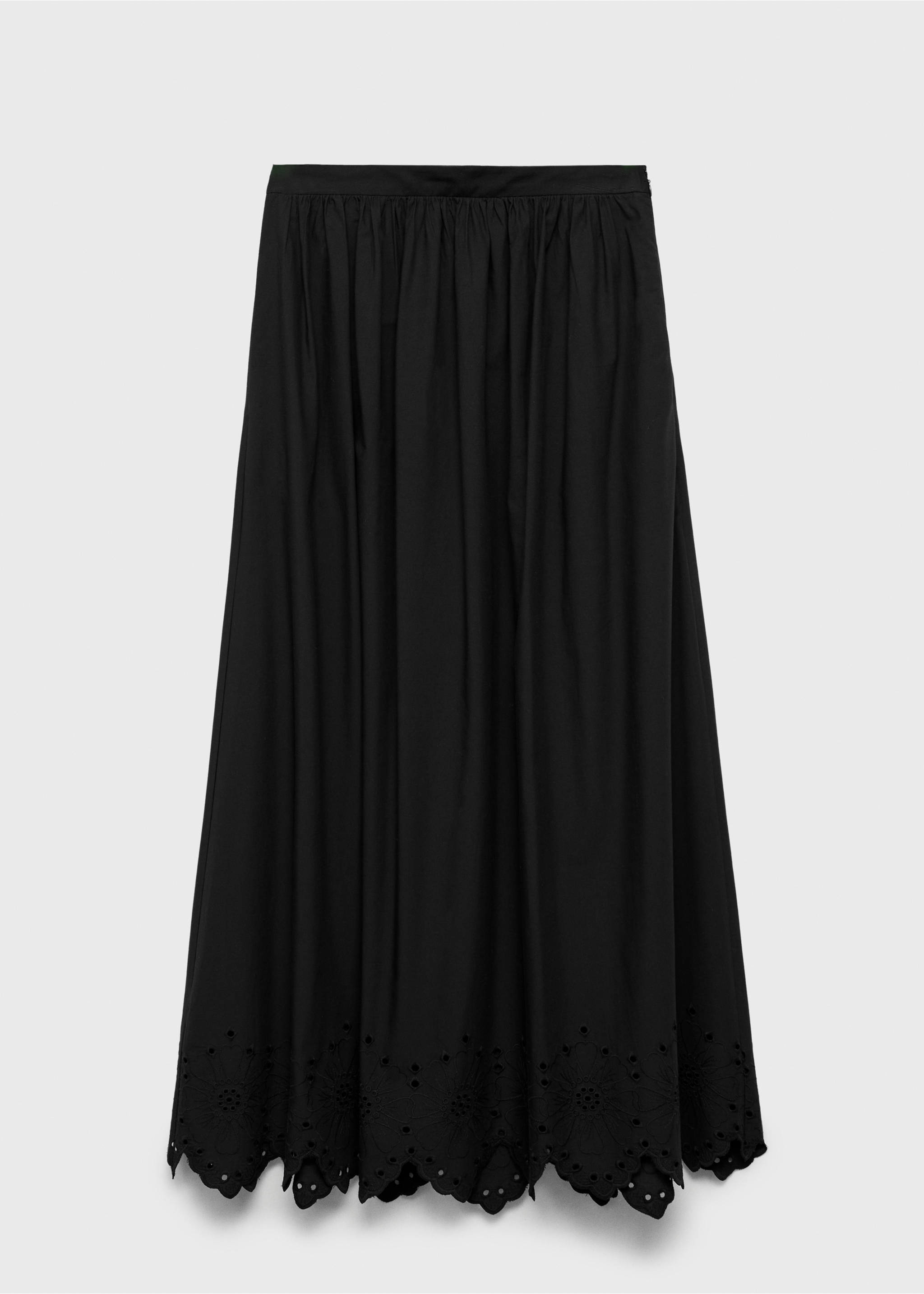 Cotton skirt with embroidered hem - Article without model, Black. Ref: 87049219-00.