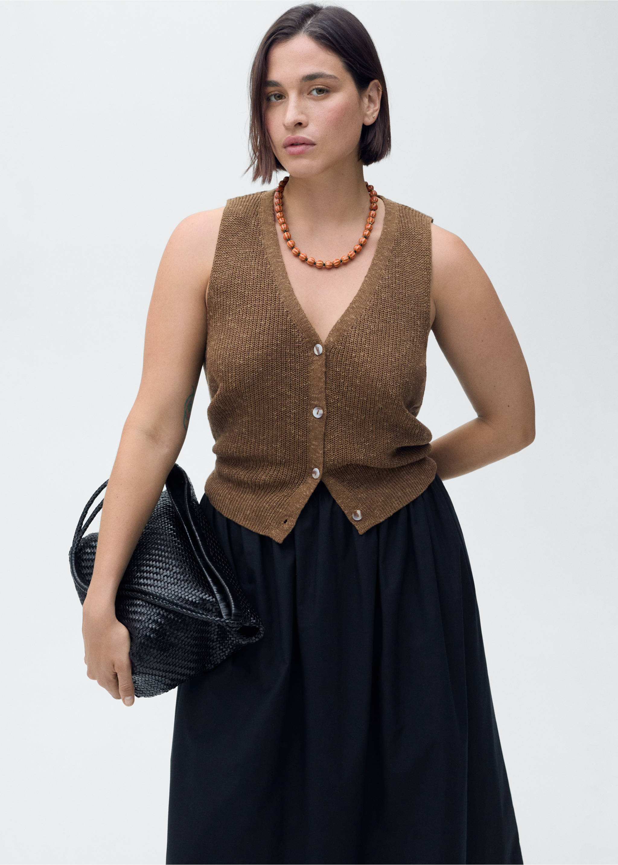 Cotton skirt with embroidered hem - Details of the article 4, Black. Ref: 87049219-00.