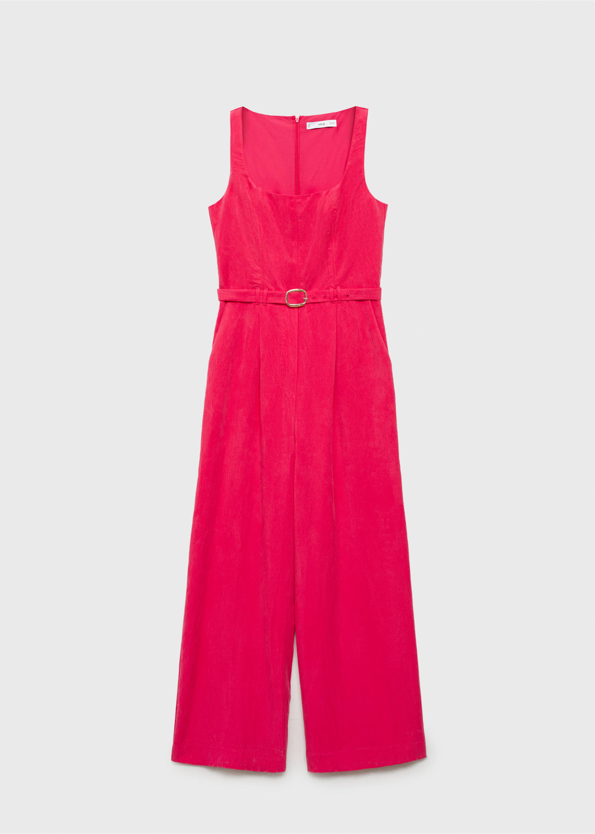 Lange lyocell jumpsuit met ceintuur - Artikel zonder model, Aardbeirood. Ref: 87049404-00.