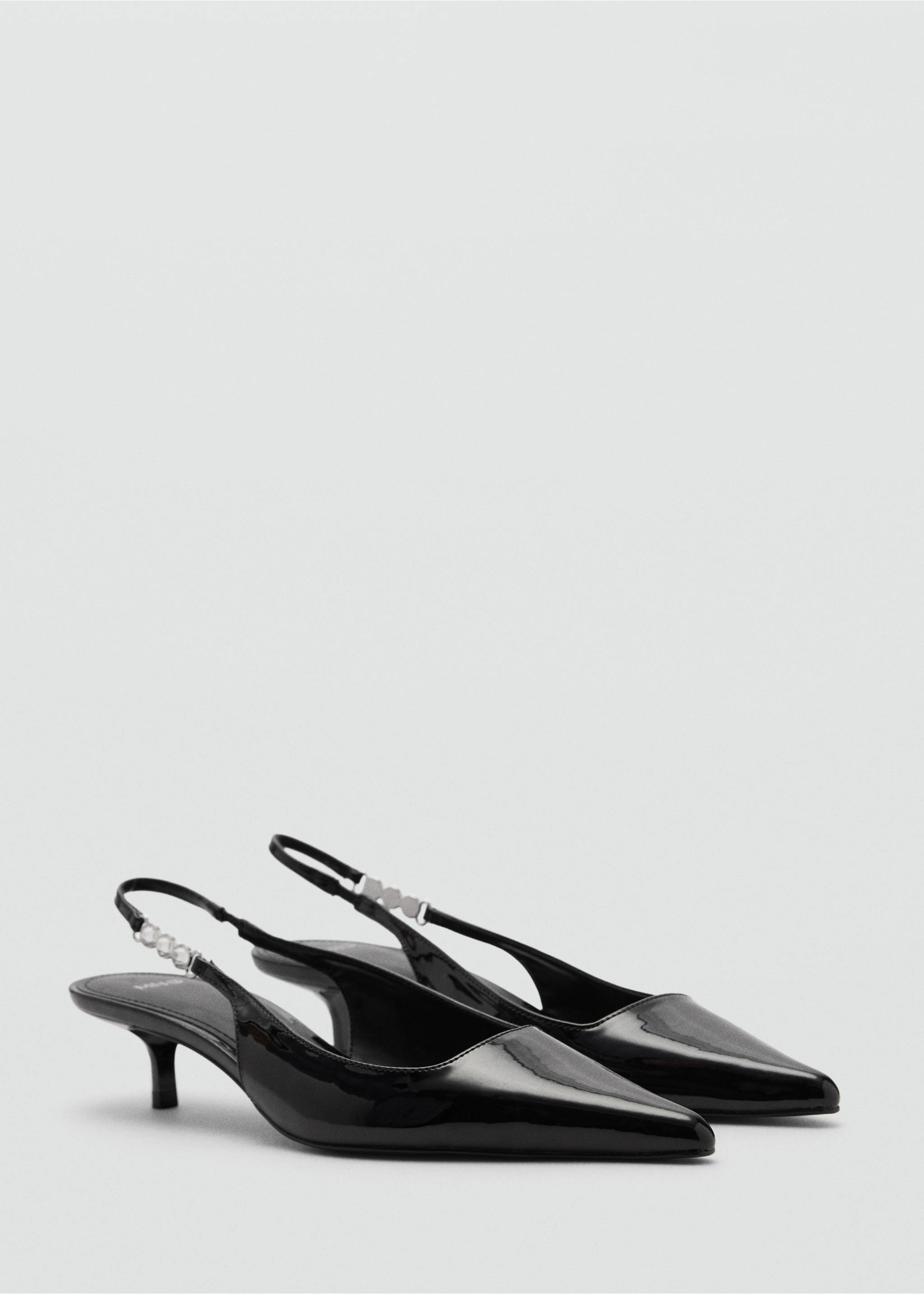 Kitten-Heels mit Strassdetail - Mittlere Ansicht, Schwarz. Ref: 87050209-00.