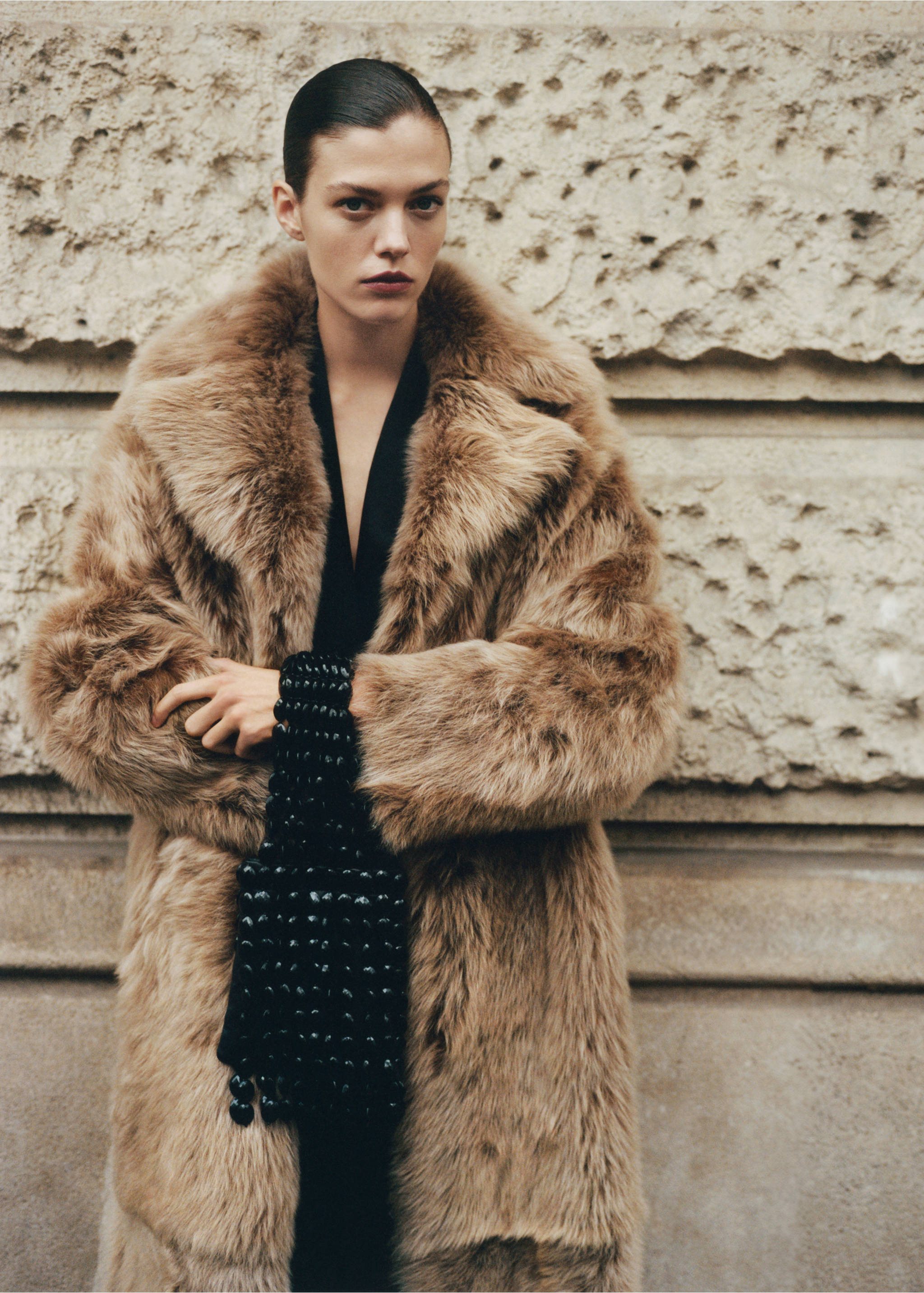 Leren handtas met kralen - Detail van het artikel 9, Zwart. Ref: 87050220-00.