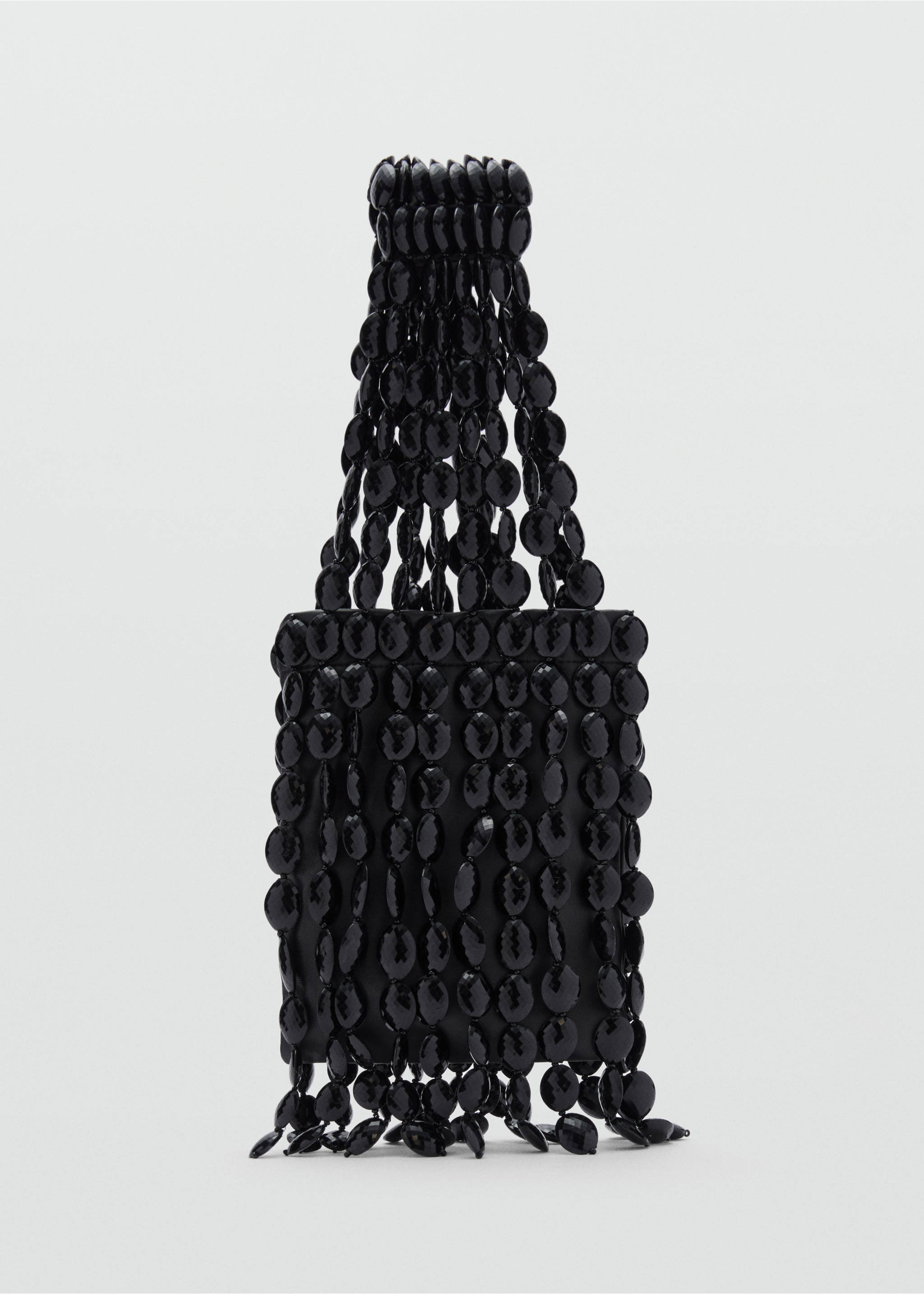 Leren handtas met kralen - Artikel zonder model, Zwart. Ref: 87050220-00.