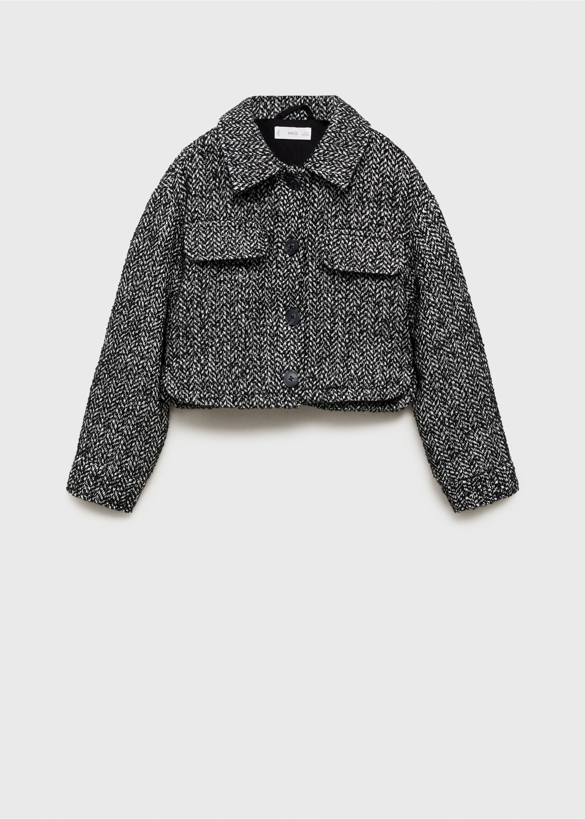 Crop-Jacke mit Fischgrätmuster - Artikel ohne Model, Schwarz. Ref: 87050229-00.