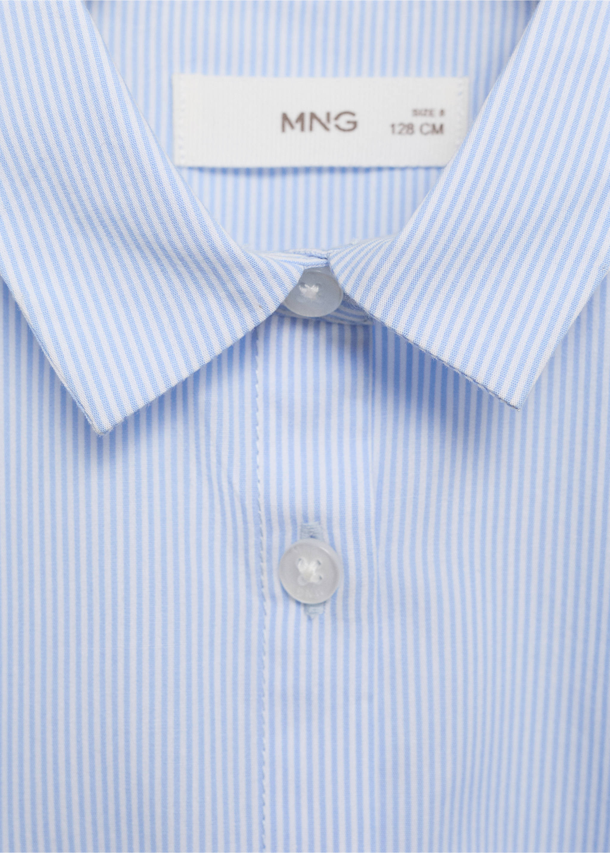 Striped ruffled shirt - Details of the article 8, Sky Blue. Ref: 87050251-00.