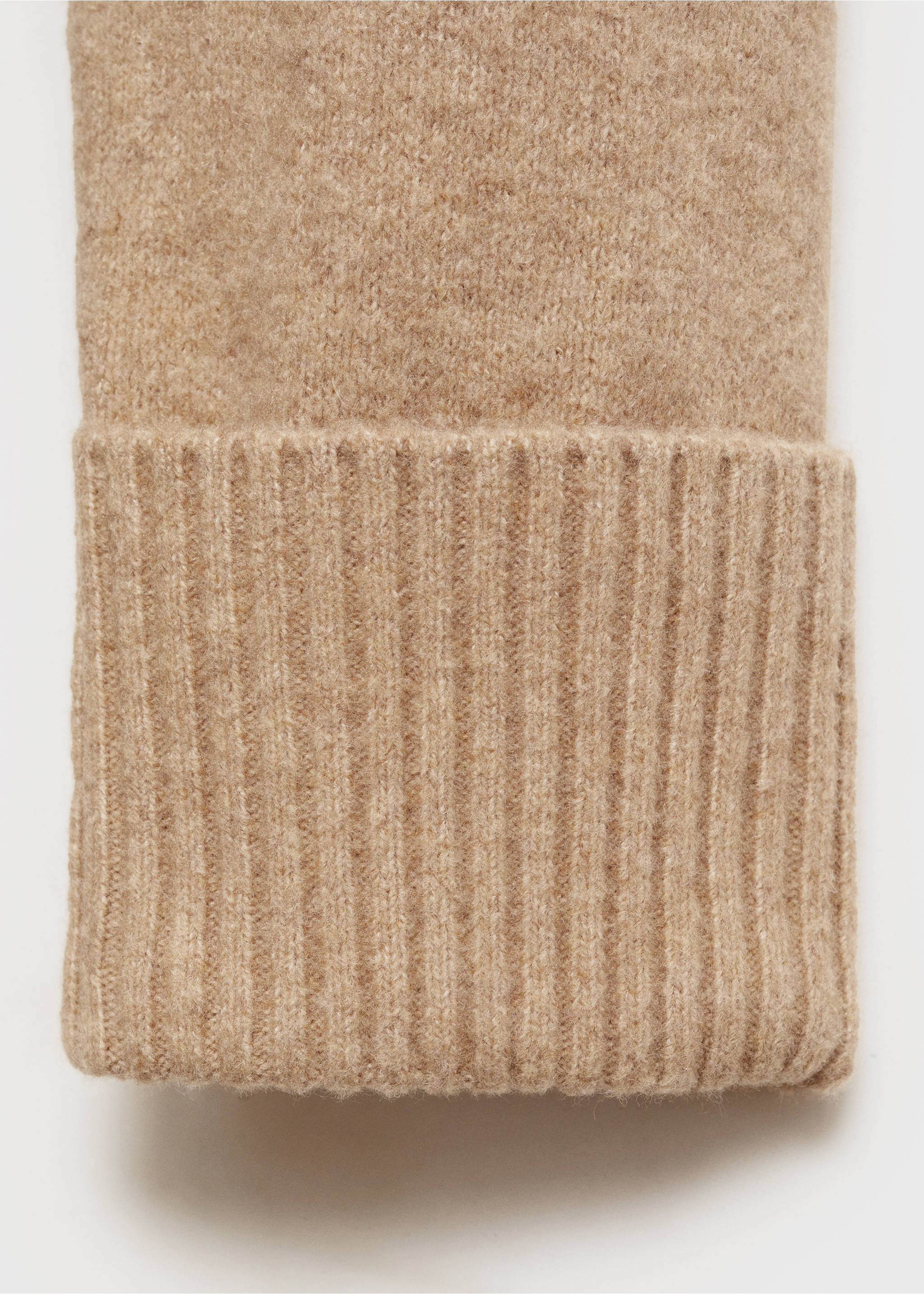 Knitted dress with ribbed finishes - Details of the article 0, Medium Brown. Ref: 87050283-00.