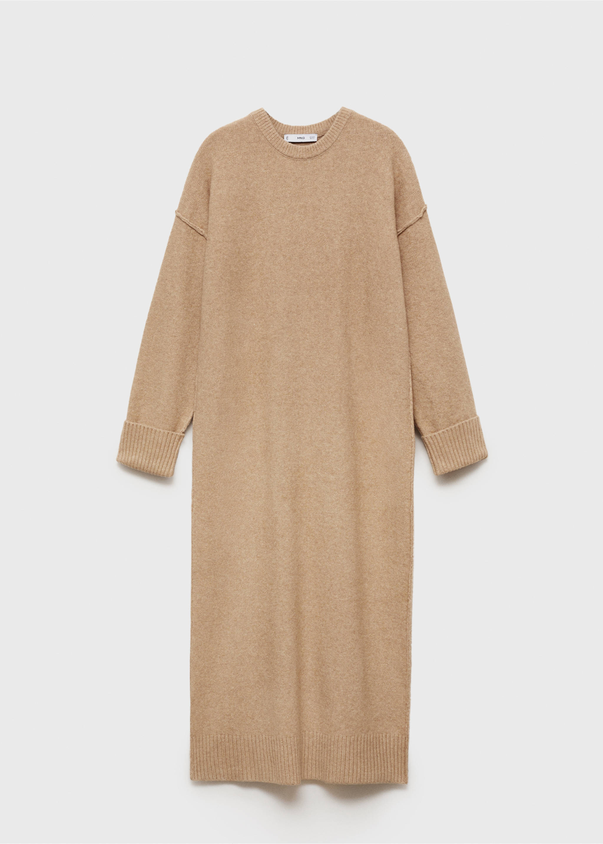 Knitted dress with ribbed finishes - Article without model, Medium Brown. Ref: 87050283-00.