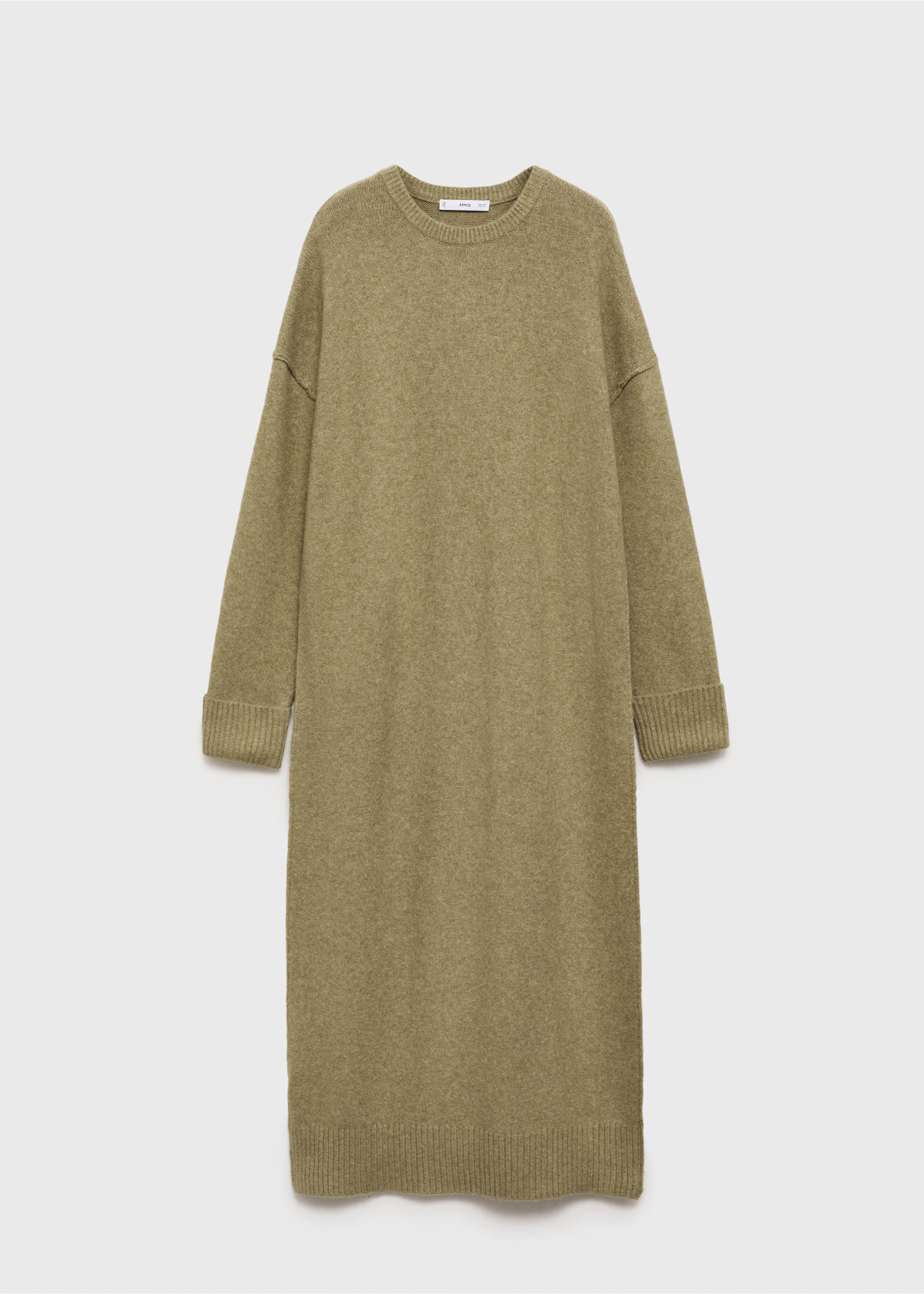 Knitted dress with ribbed finishes - Article without model, Medium Green. Ref: 87050283-00.