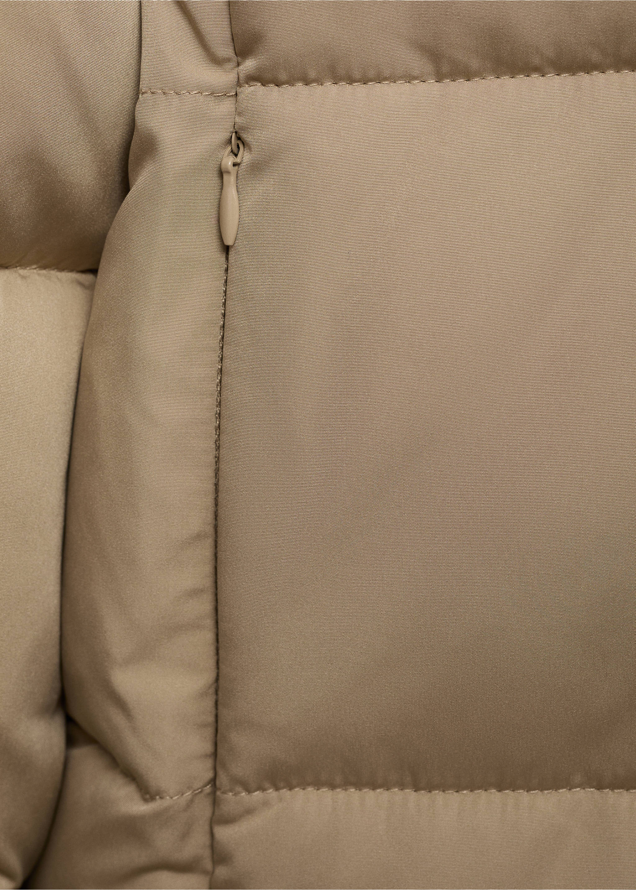 Midi quilted anorak with hood - Details of the article 0, Beige. Ref: 87050306-00.