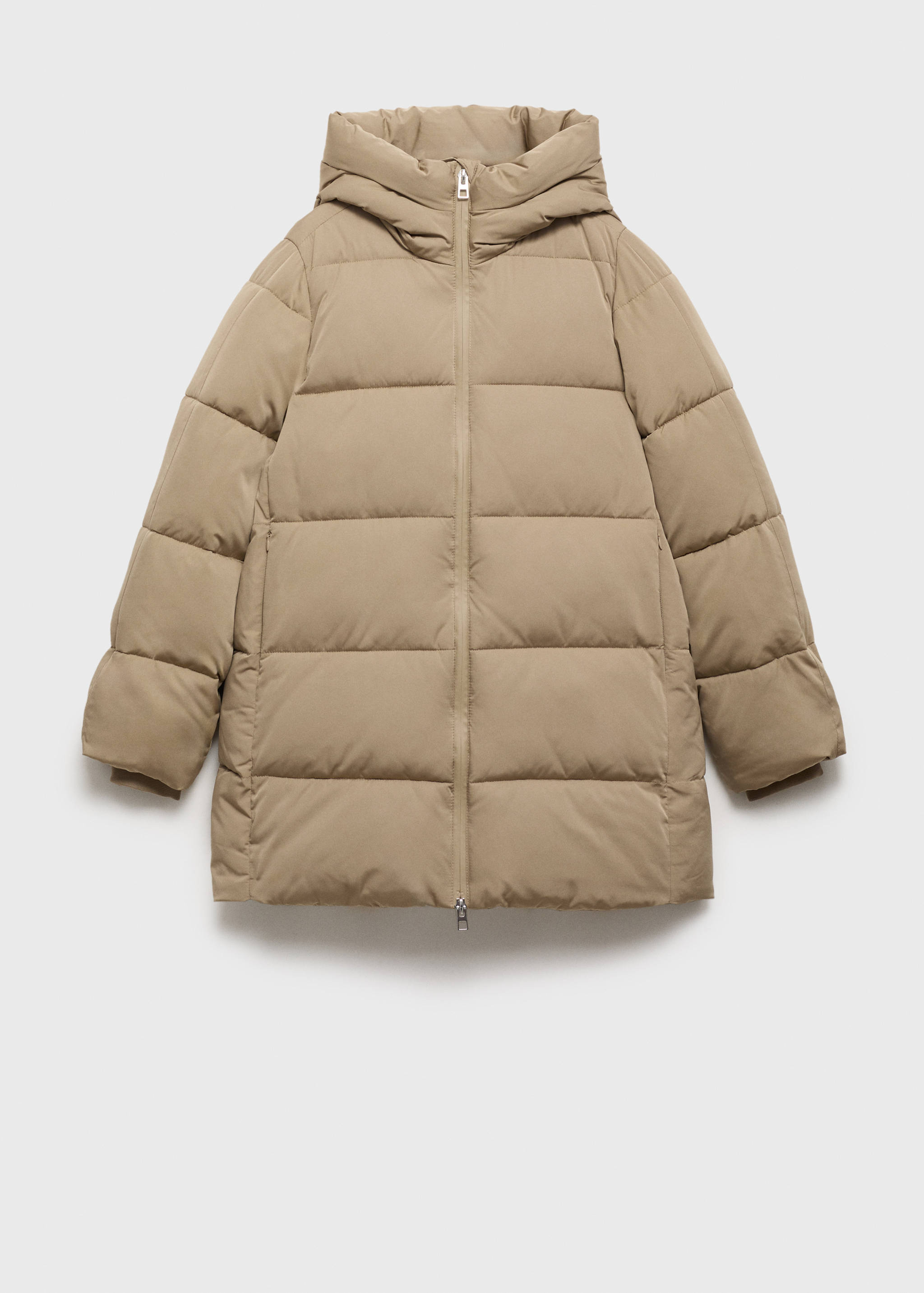 Gewatteerde midi-anorak met capuchon - Artikel zonder model