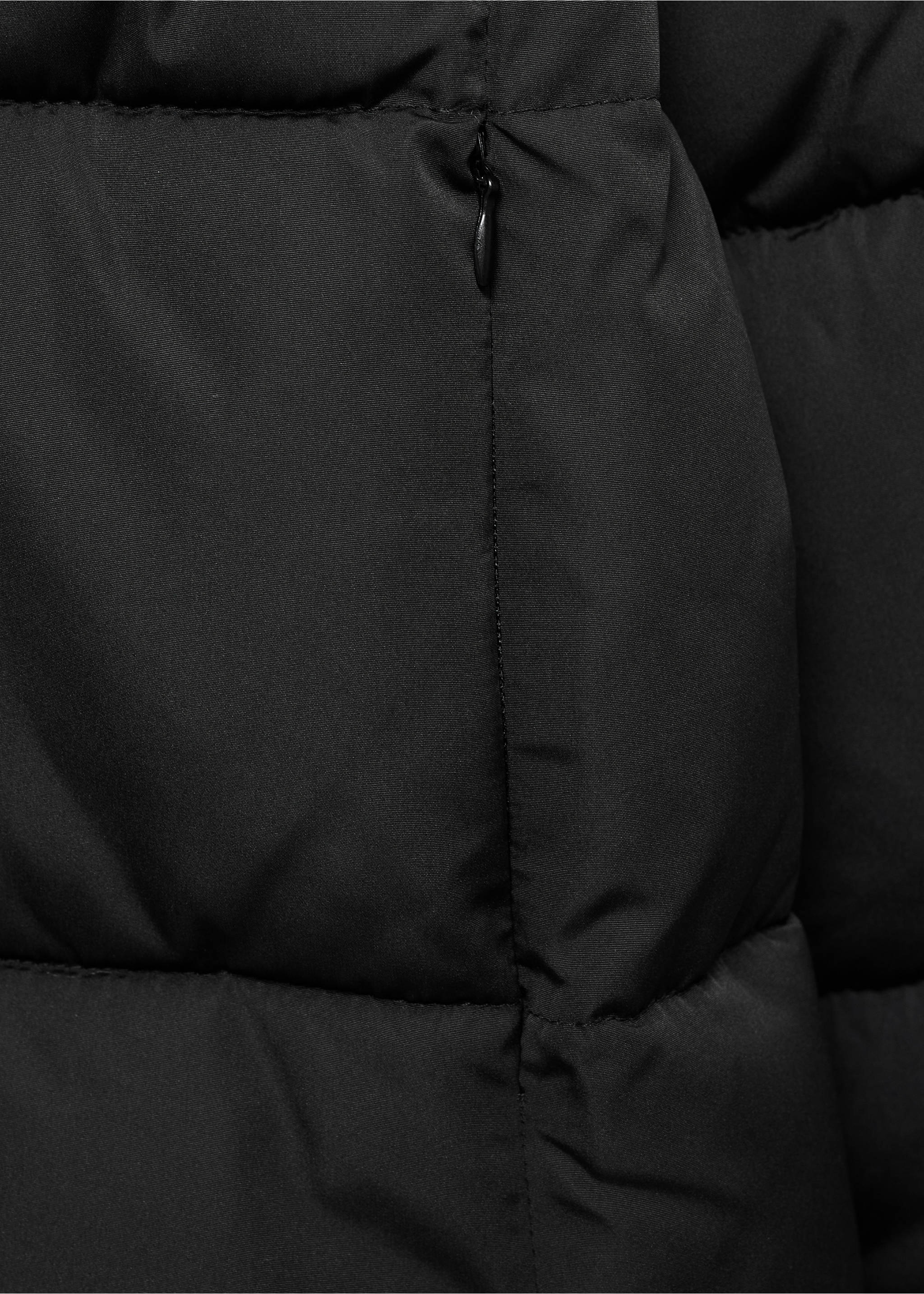 Midi quilted anorak with hood - Details of the article 0, Black. Ref: 87050306-00.