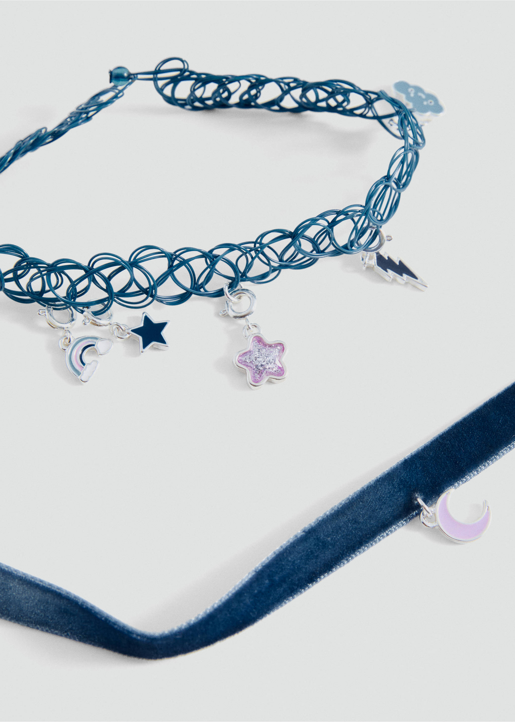 Set 2 combined necklaces - Medium plane, Blue. Ref: 87050315-00.