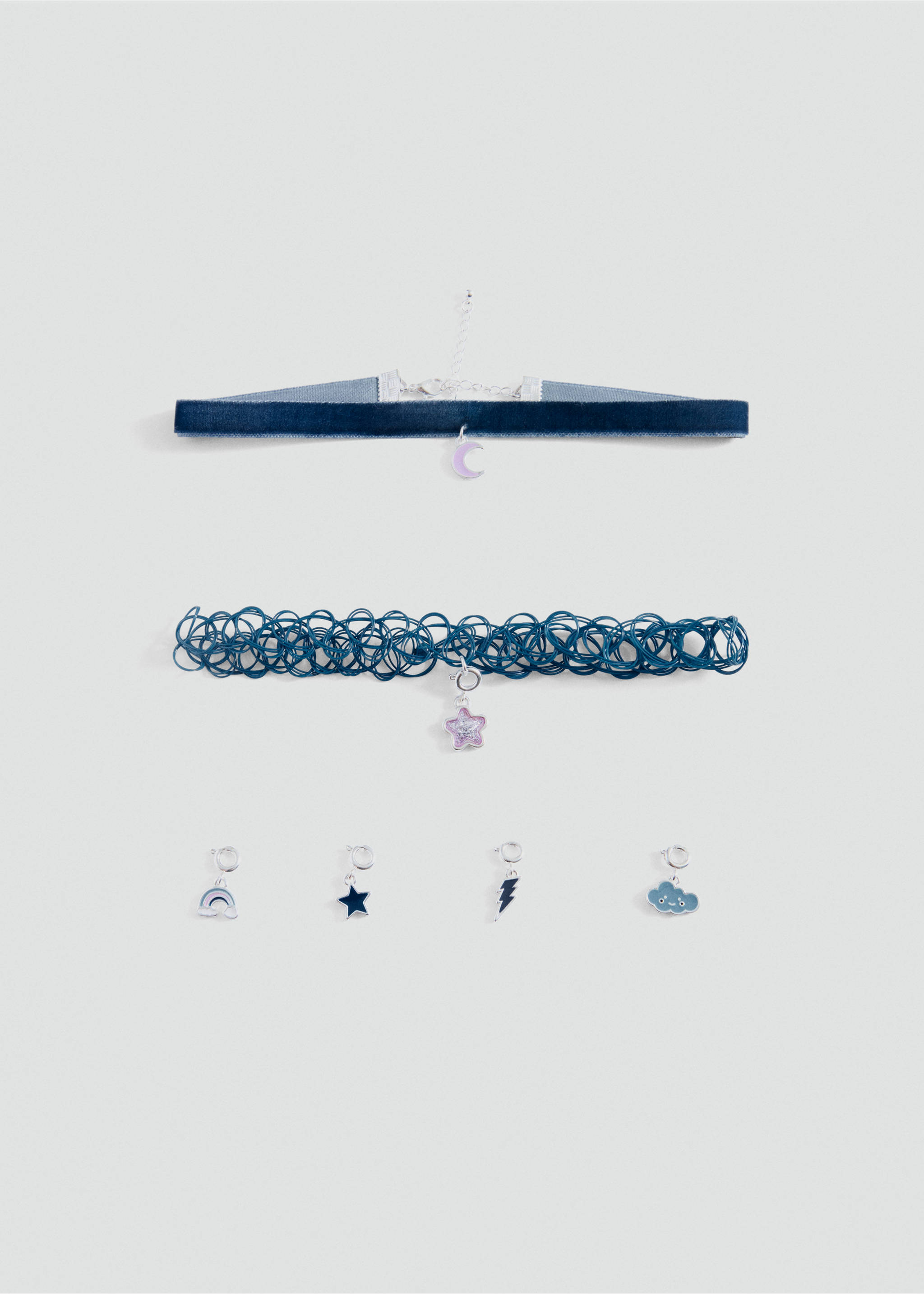 Set 2 combined necklaces - Article without model, Blue. Ref: 87050315-00.
