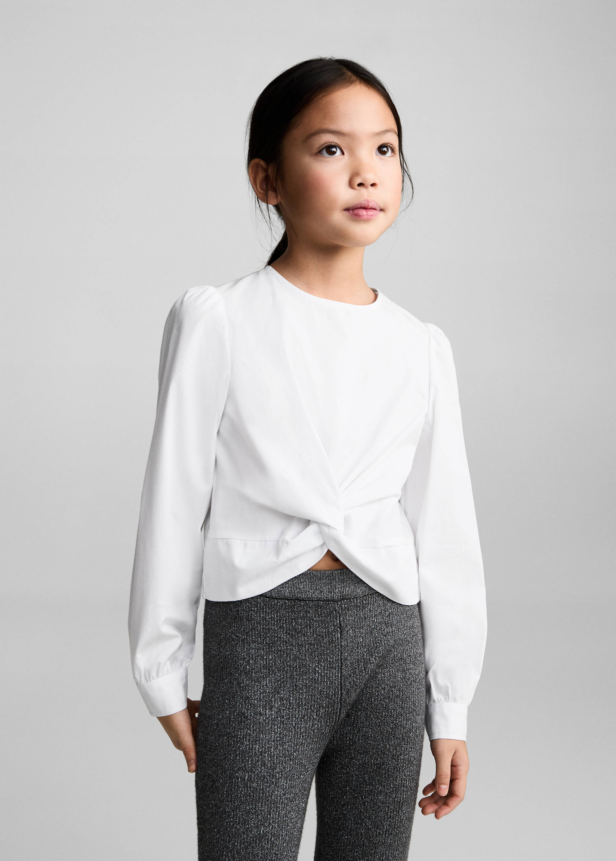 Knotted-hem cotton blouse - Medium plane