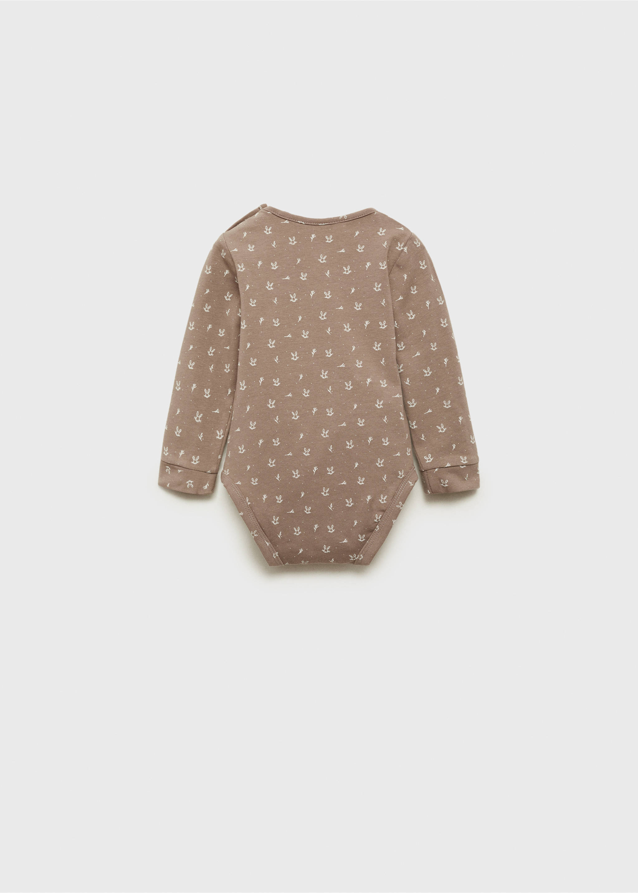 Gemusterter Baumwoll-Body - Rückseite des Artikels, Mittelbraun. Ref: 87050342-00.