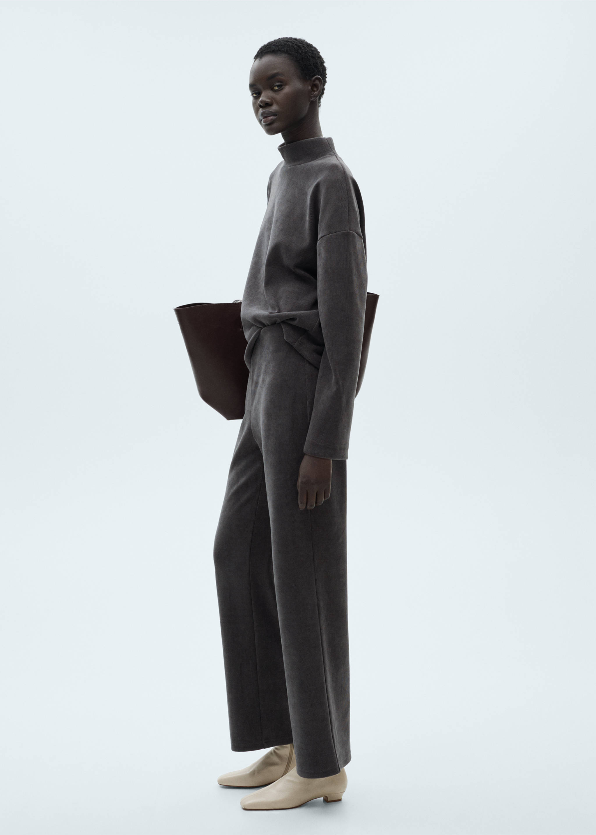 Corduroy straight trousers - General plane, Dark Heather Grey. Ref: 87050350-00.