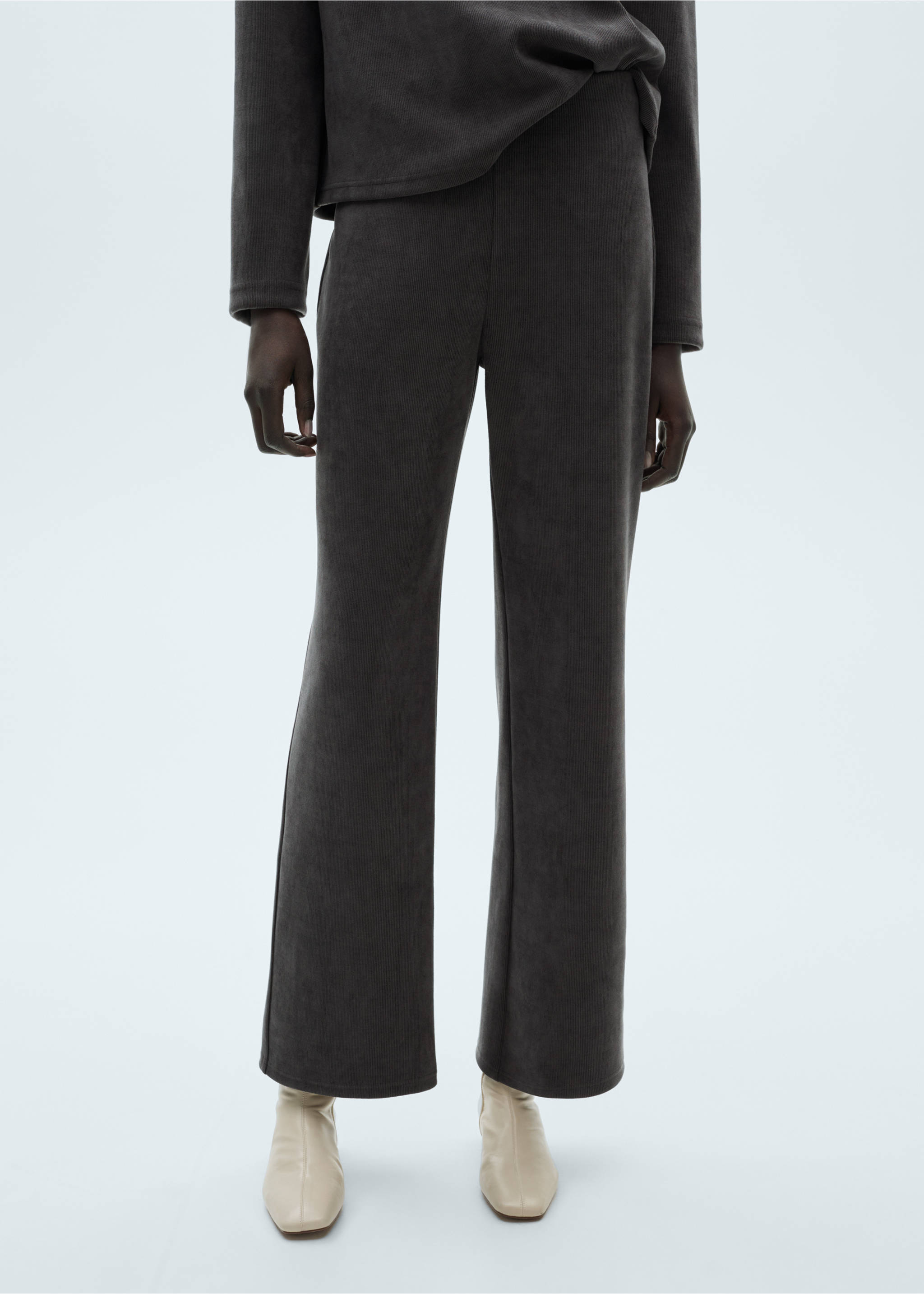 Corduroy straight trousers - Medium plane, Dark Heather Grey. Ref: 87050350-00.