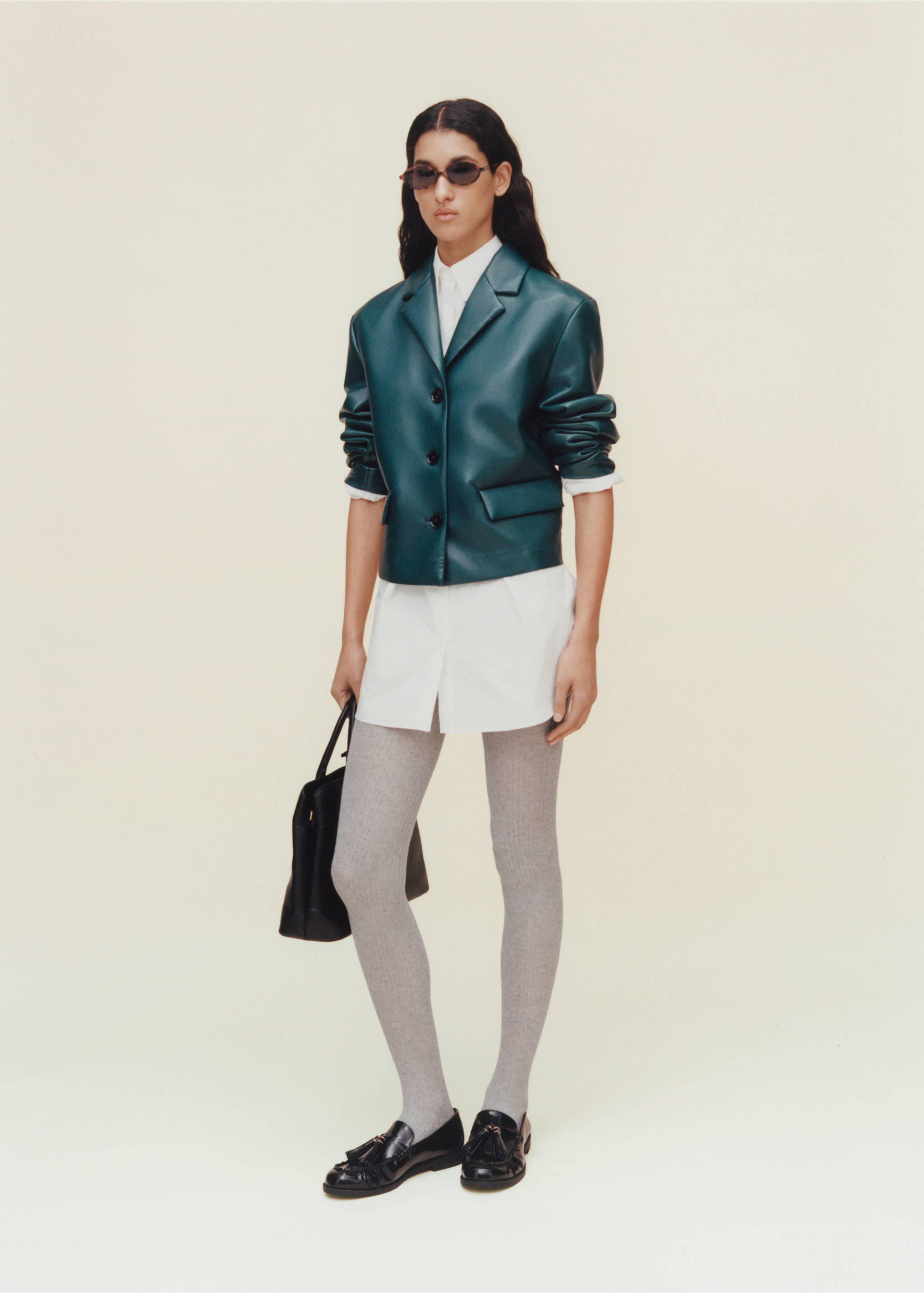 Collants canelados - Plano geral, Cinzento-mesclado médio. Ref: 87050351-00.