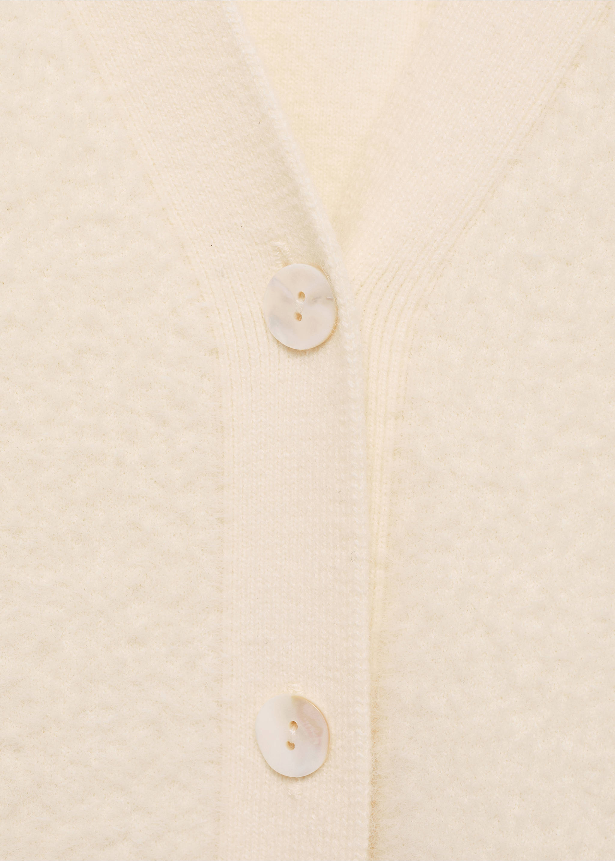 Faux-fur knitted cardigan - Details of the article 8, Ecru. Ref: 87050352-00.