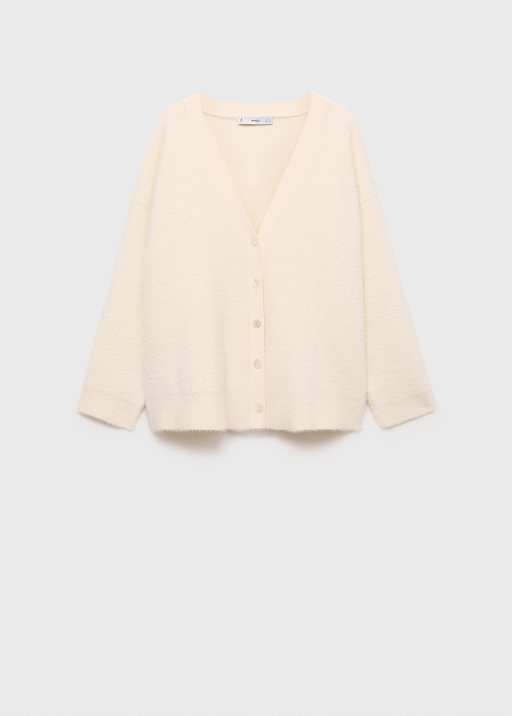 Faux-fur knitted cardigan - Article without model, Ecru. Ref: 87050352-00.