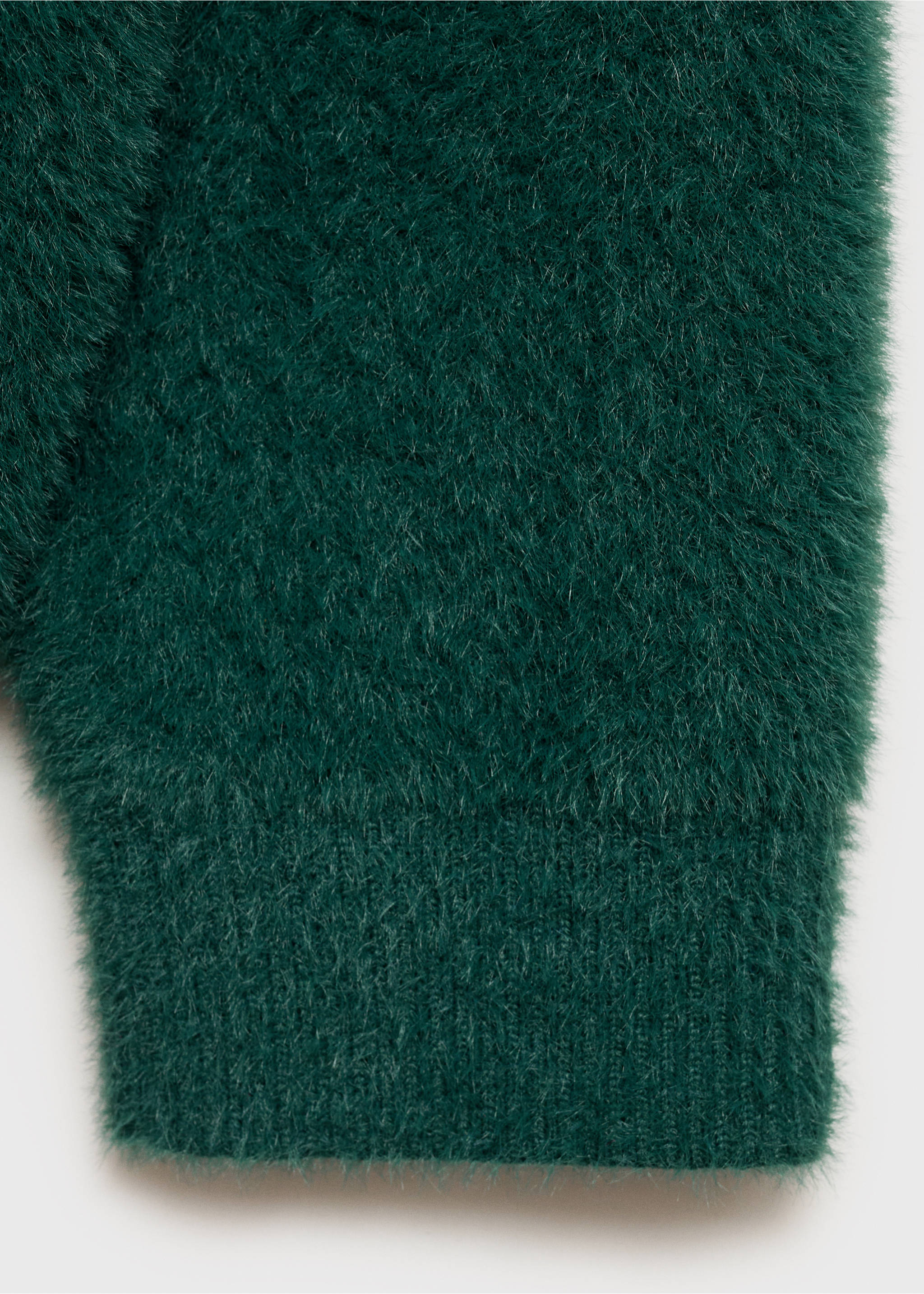 Faux-fur knitted cardigan - Details of the article 8, Petrol Blue. Ref: 87050352-00.