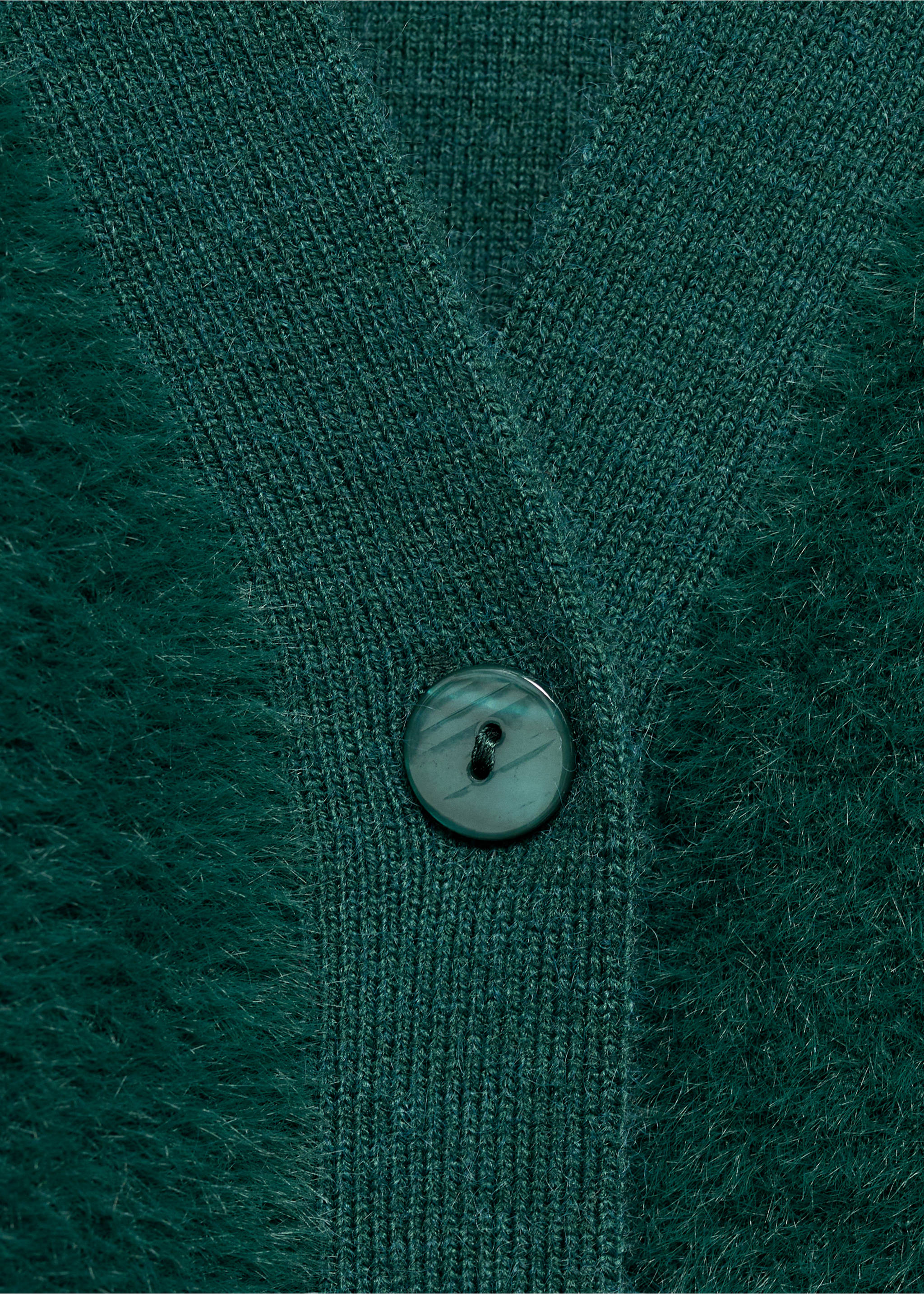 Faux-fur knitted cardigan - Details of the article 0, Petrol Blue. Ref: 87050352-00.