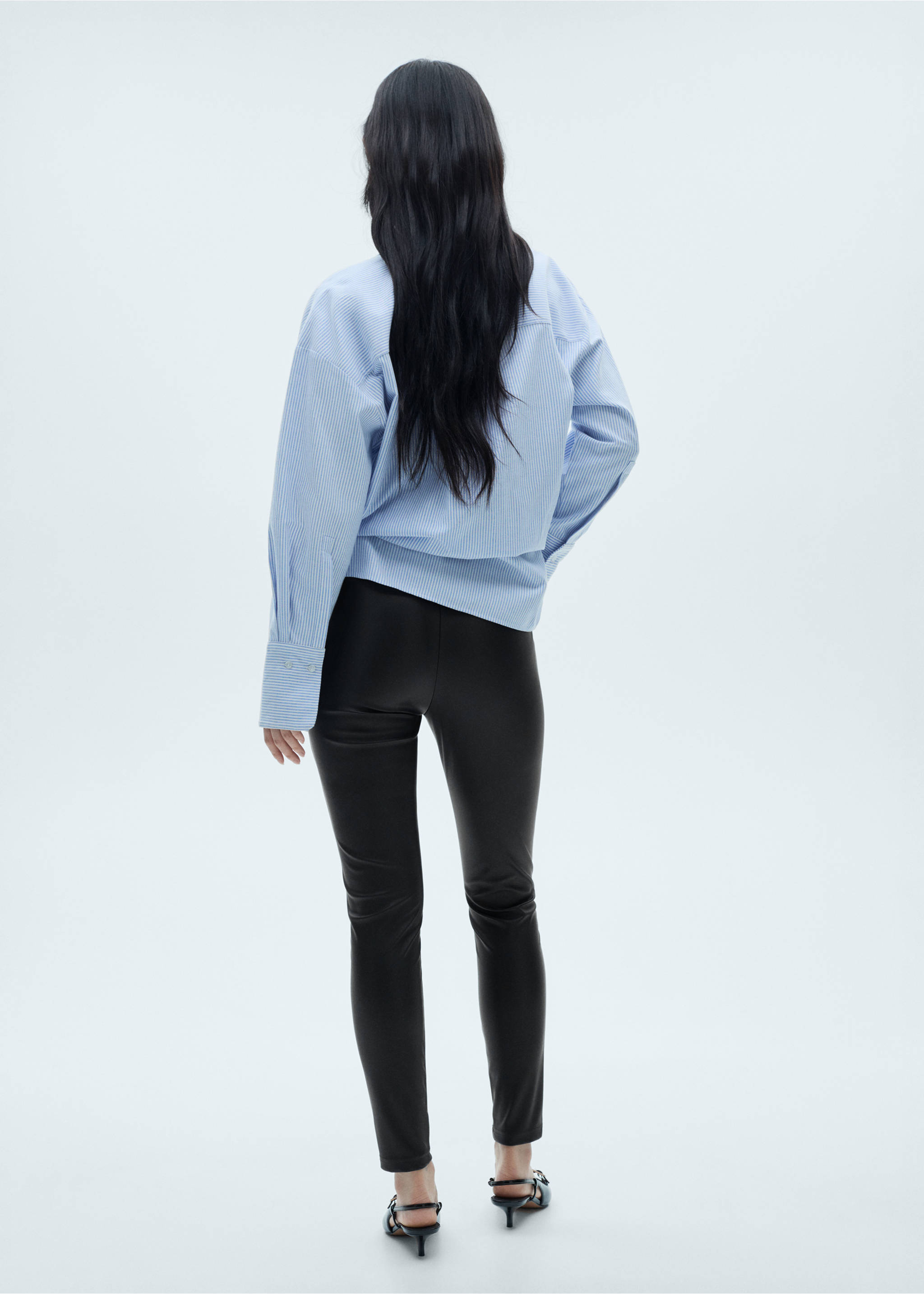 Faux-leather leggings - Reverse of the article, Black. Ref: 87050353-00.