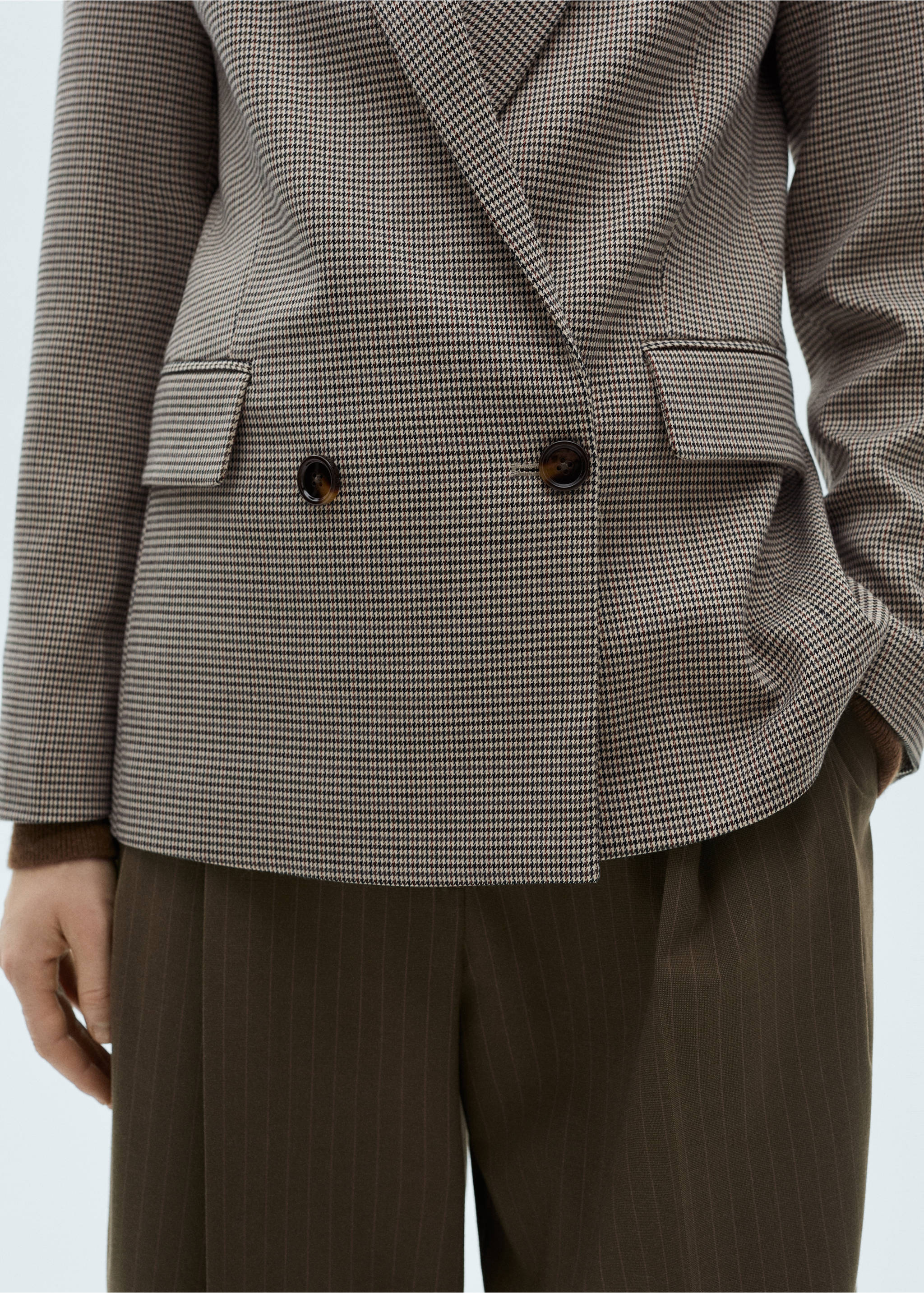 Double-breasted jacket - Details of the article 3, Brown. Ref: 87050355-00.