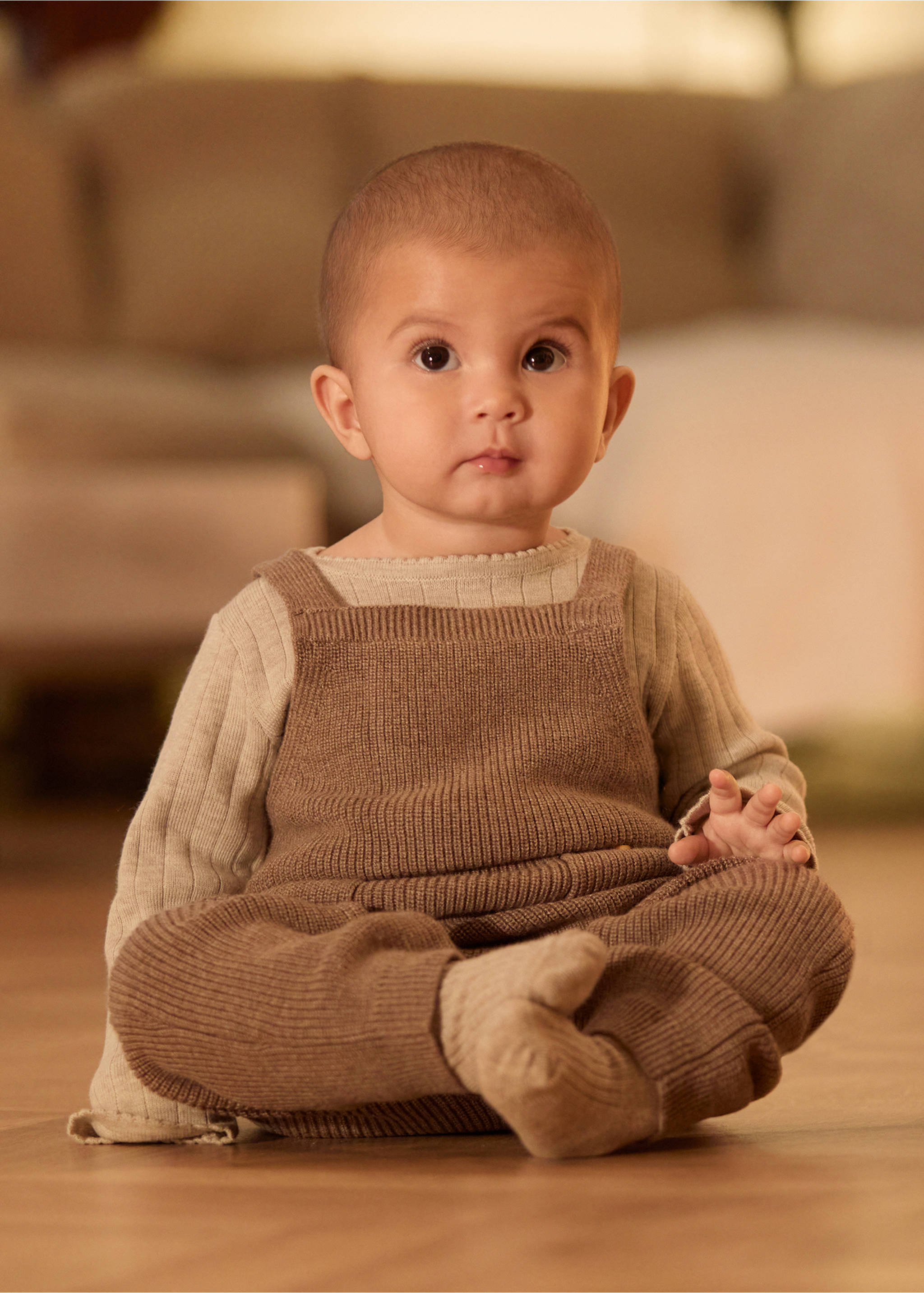 Katoenen gebreide tuinbroek - Overzichtstekening, Middenbruin. Ref: 87050356-00.