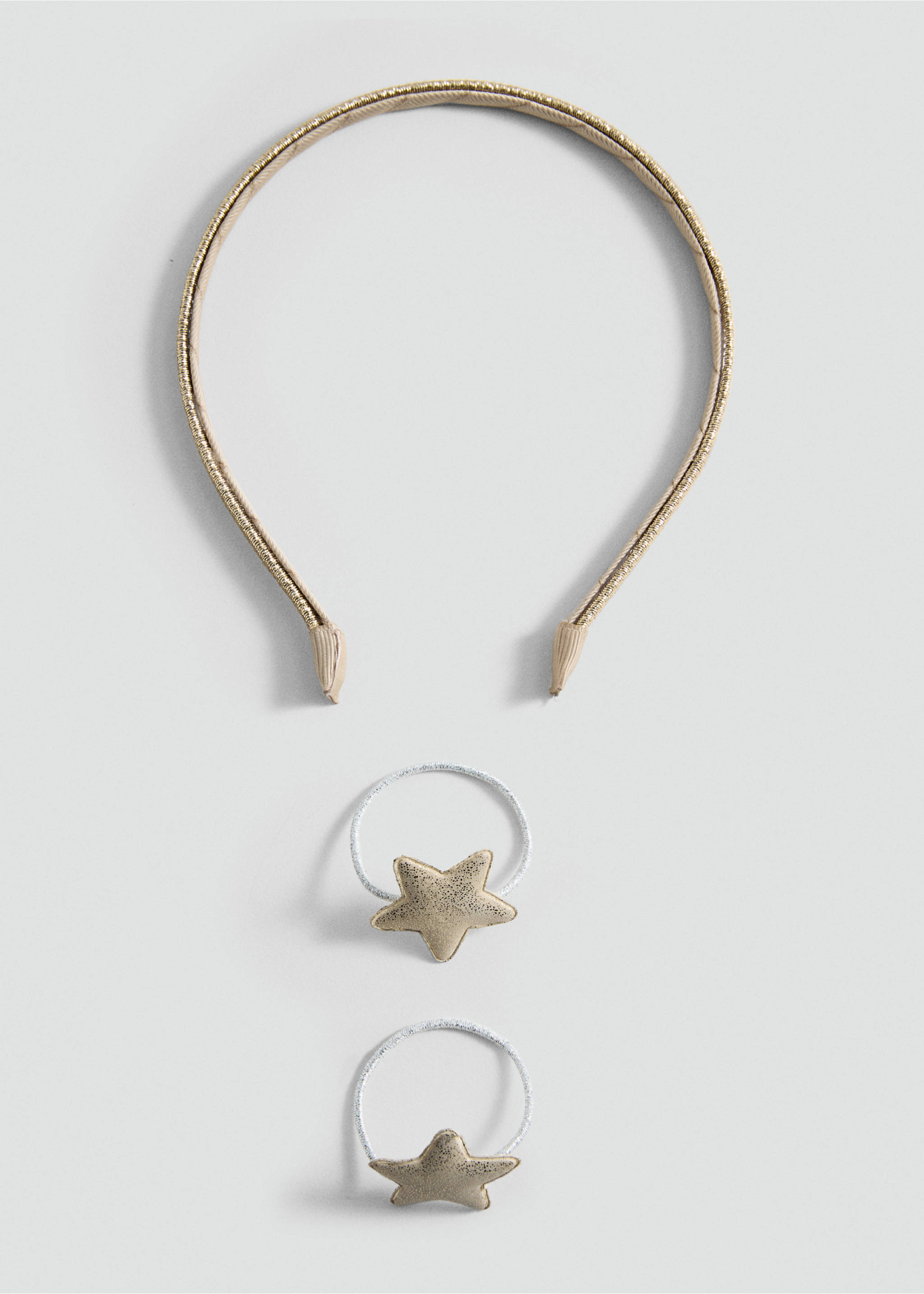 Set aus Haarreif und Haargummi - Artikel ohne Model, Gold. Ref: 87050365-00.