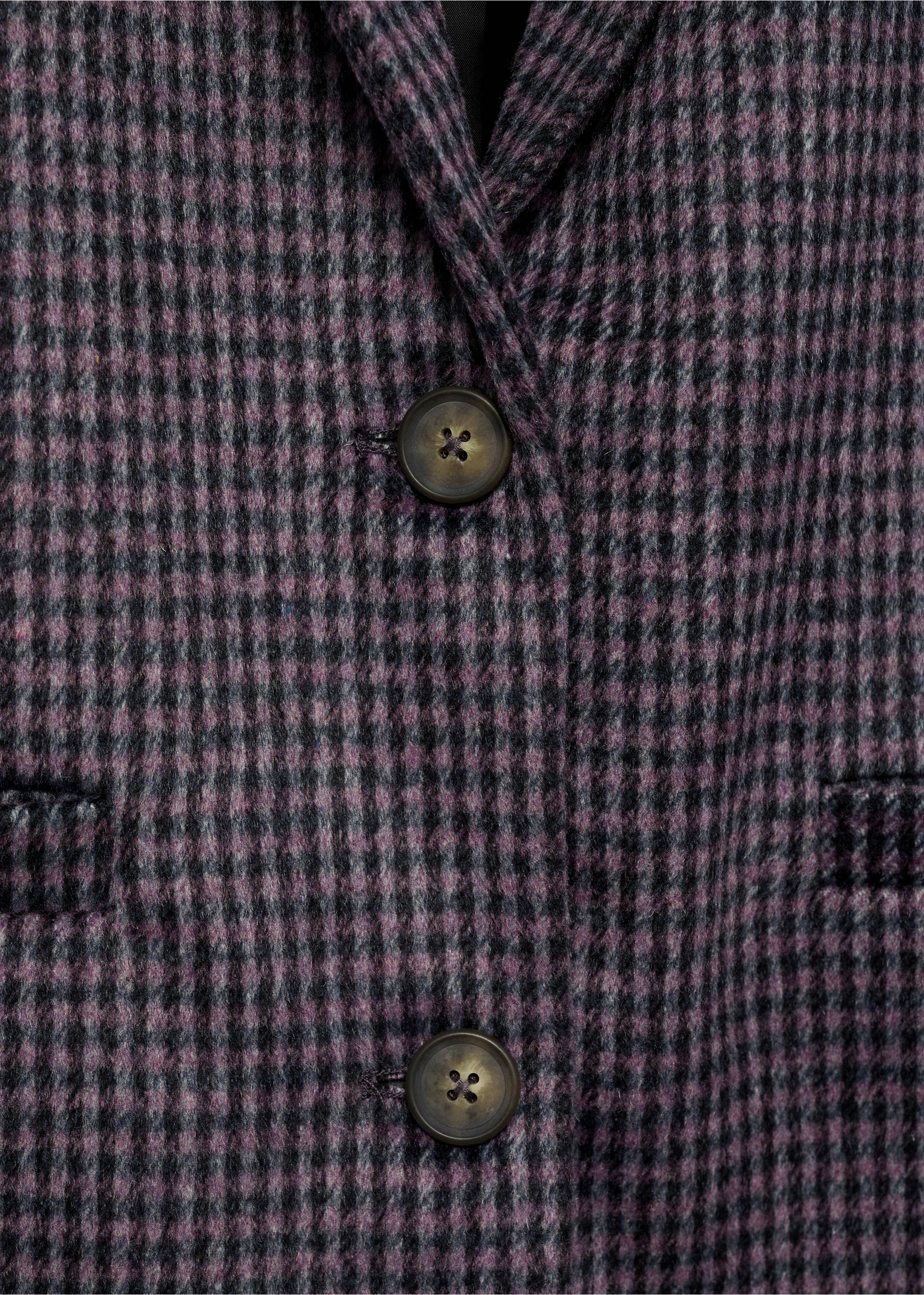 Marynarka w pepitkę z kontrastowymi klapami - Szczegóły artykułu 8, Liliowy. Ref: 87050366-00.