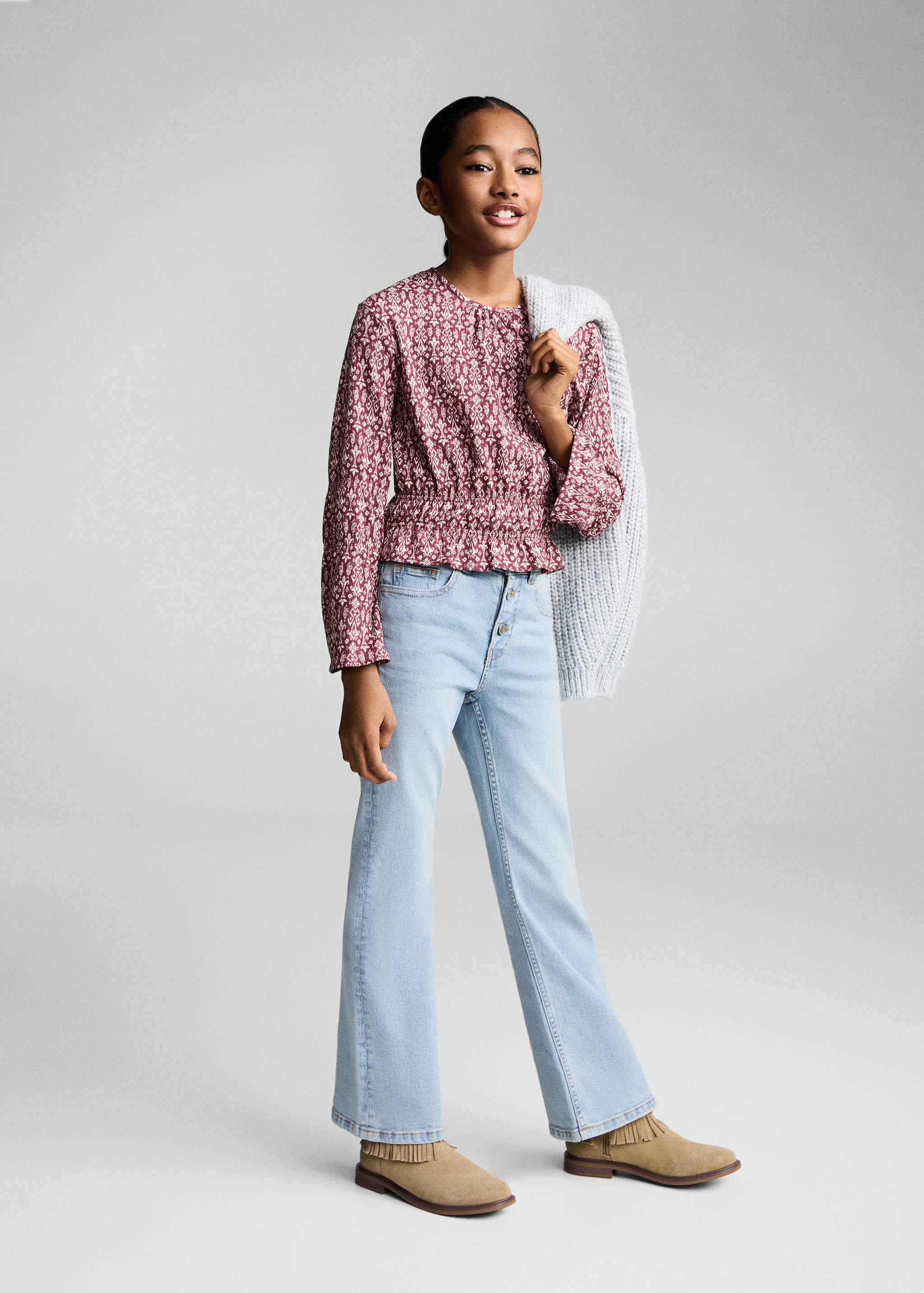 Džíny flared s knoflíky - Celkový náhled