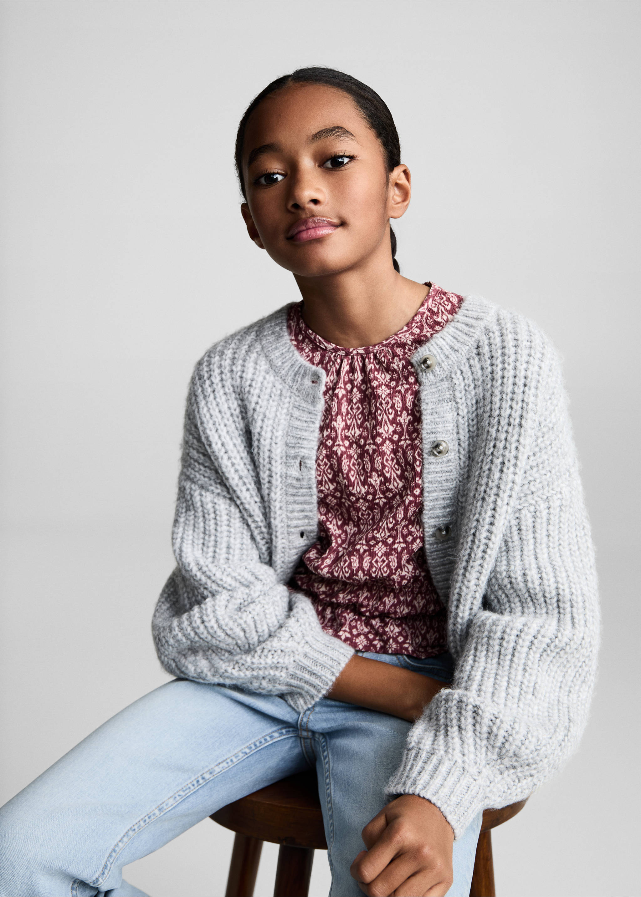 Džíny flared s knoflíky - Detail zboží 2, Světle modrá. Ref: 87050423-00.