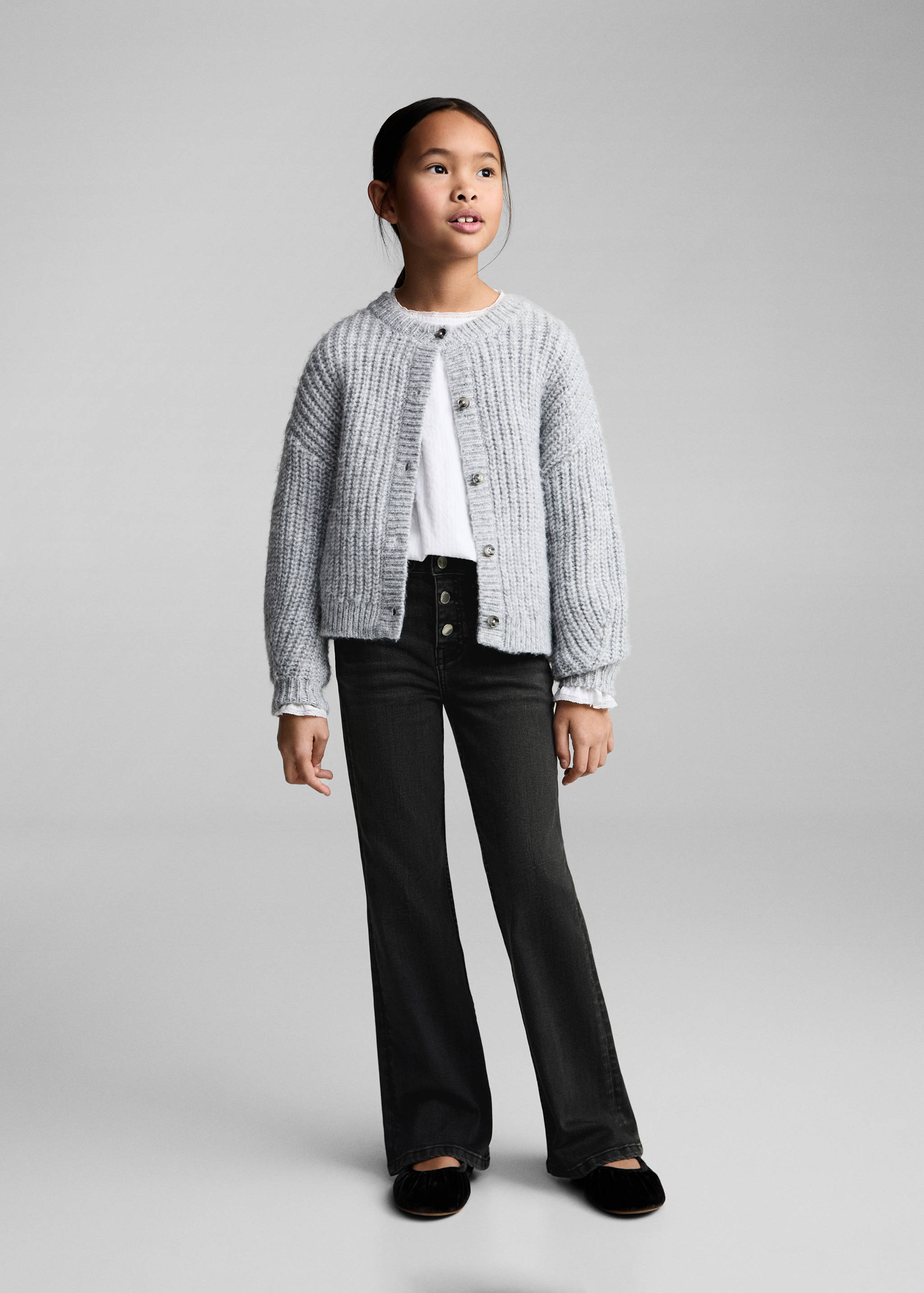 Džíny flared s knoflíky - Celkový náhled