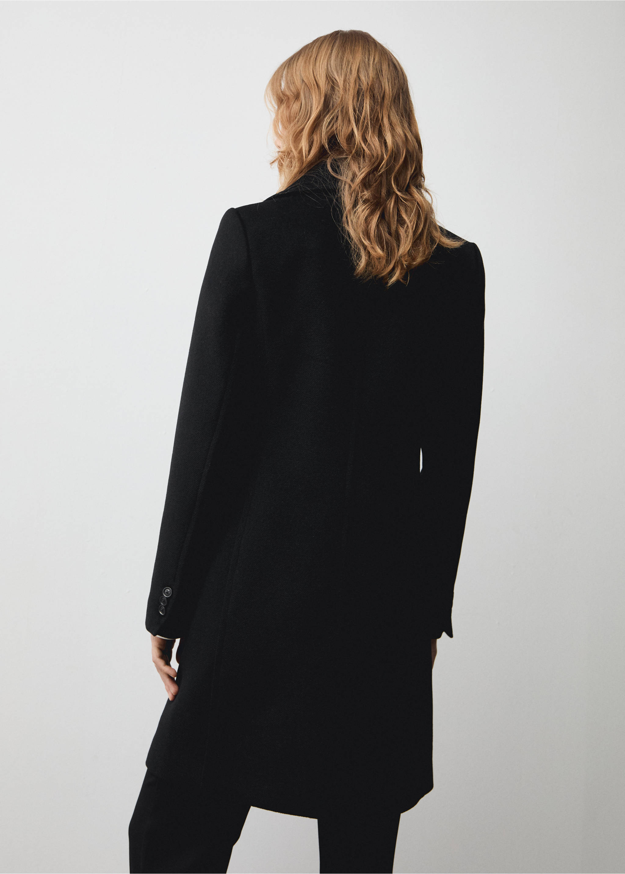 Double-breasted midi wool coat - Reverse of the article, Black. Ref: 87050428-00.