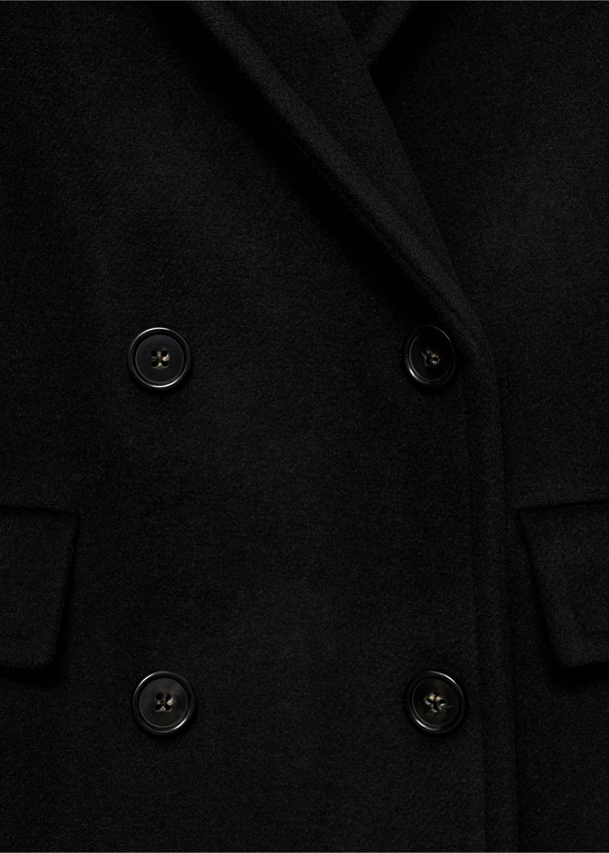 Double-breasted midi wool coat - Details of the article 0, Black. Ref: 87050428-00.