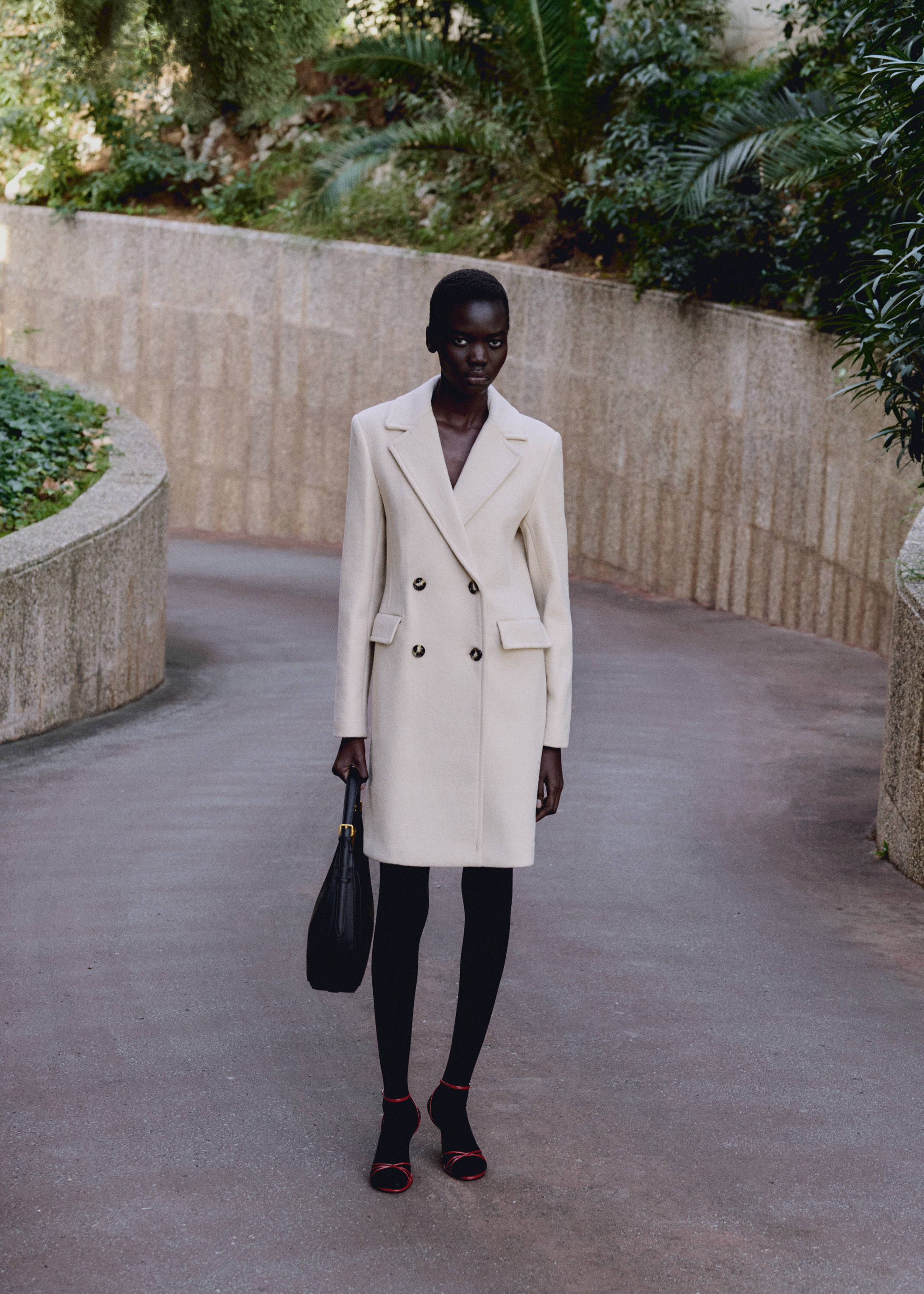 Double-breasted wool coat - Details of the article 7, Light/Pastel Grey. Ref: 87050429-00.