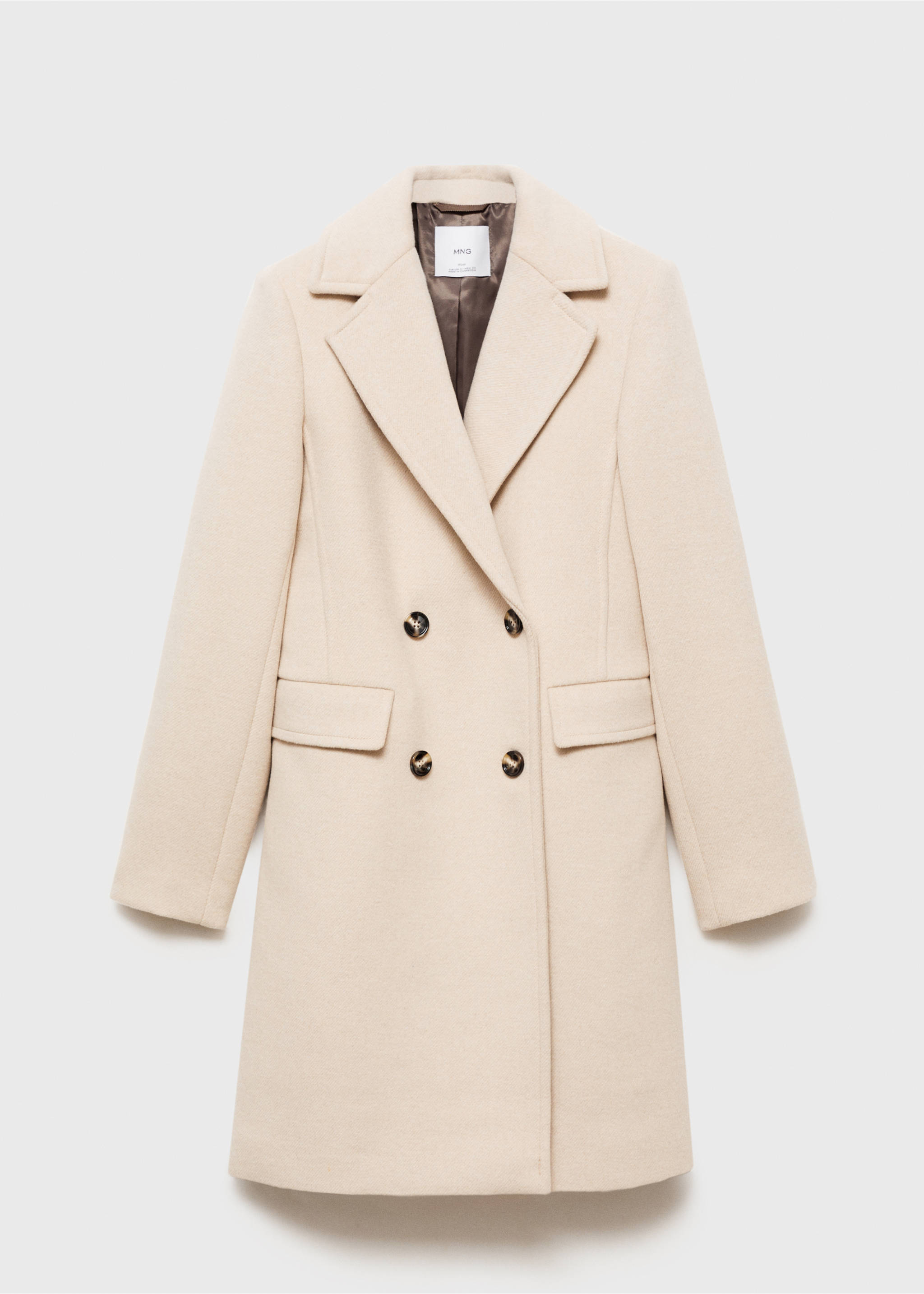 Double-breasted wool coat - Article without model, Light/Pastel Grey. Ref: 87050429-00.