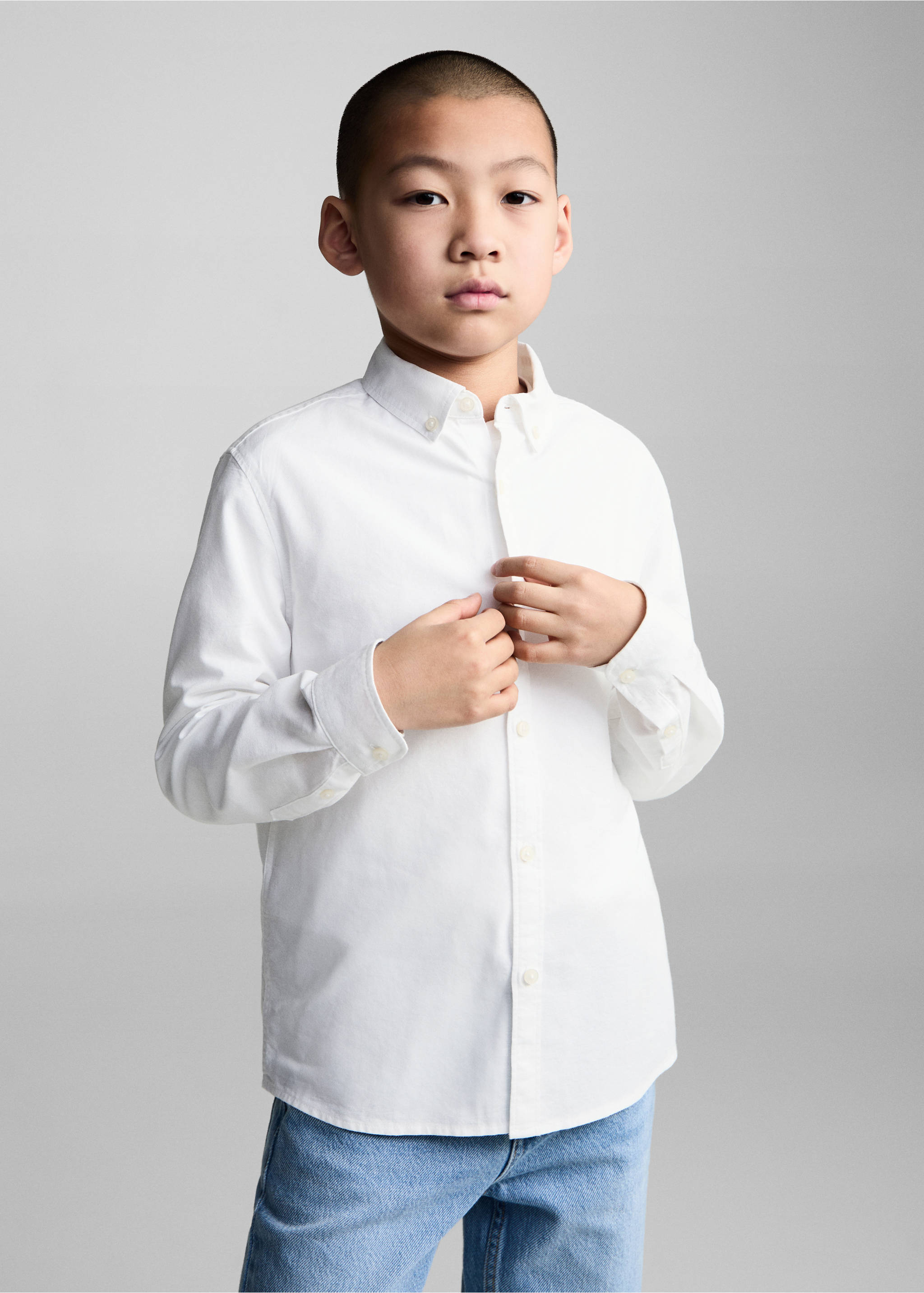 100% cotton Oxford shirt - Medium plane, White. Ref: 87050431-00.