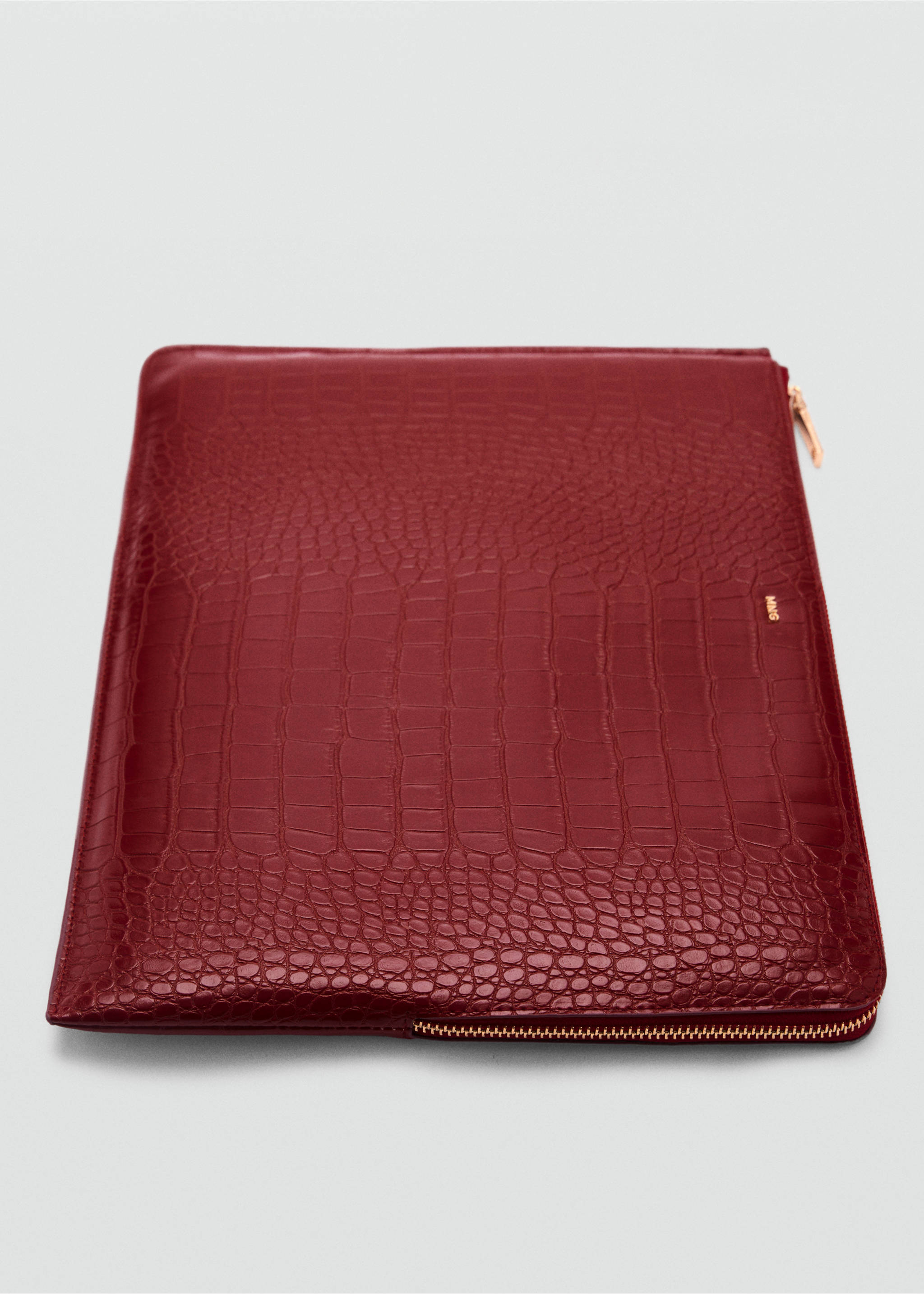 Laptop-Hülle mit Kroko-Prägung - Mittlere Ansicht, Rot. Ref: 87050445-00.