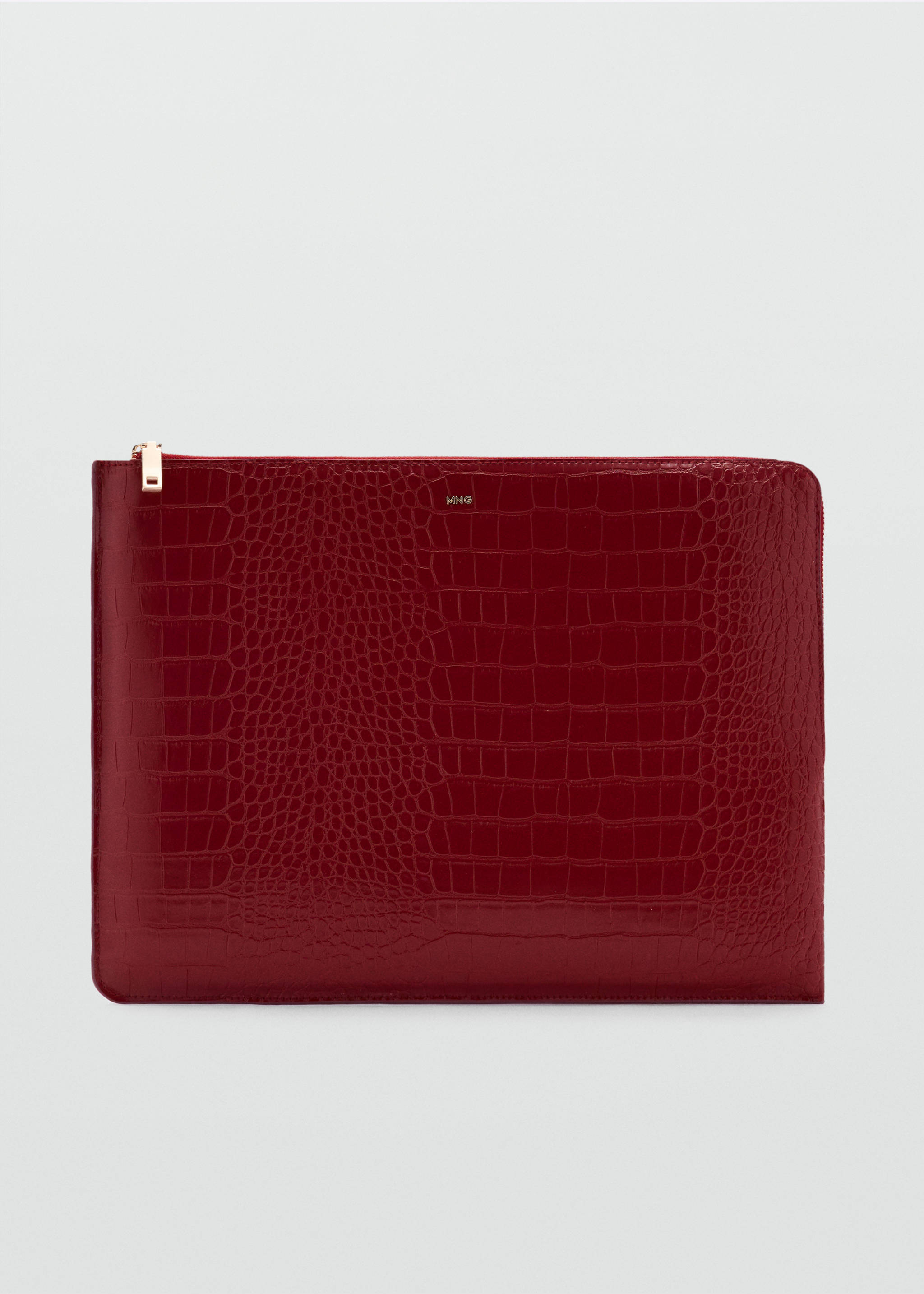 Laptop-Hülle mit Kroko-Prägung - Artikel ohne Model, Rot. Ref: 87050445-00.