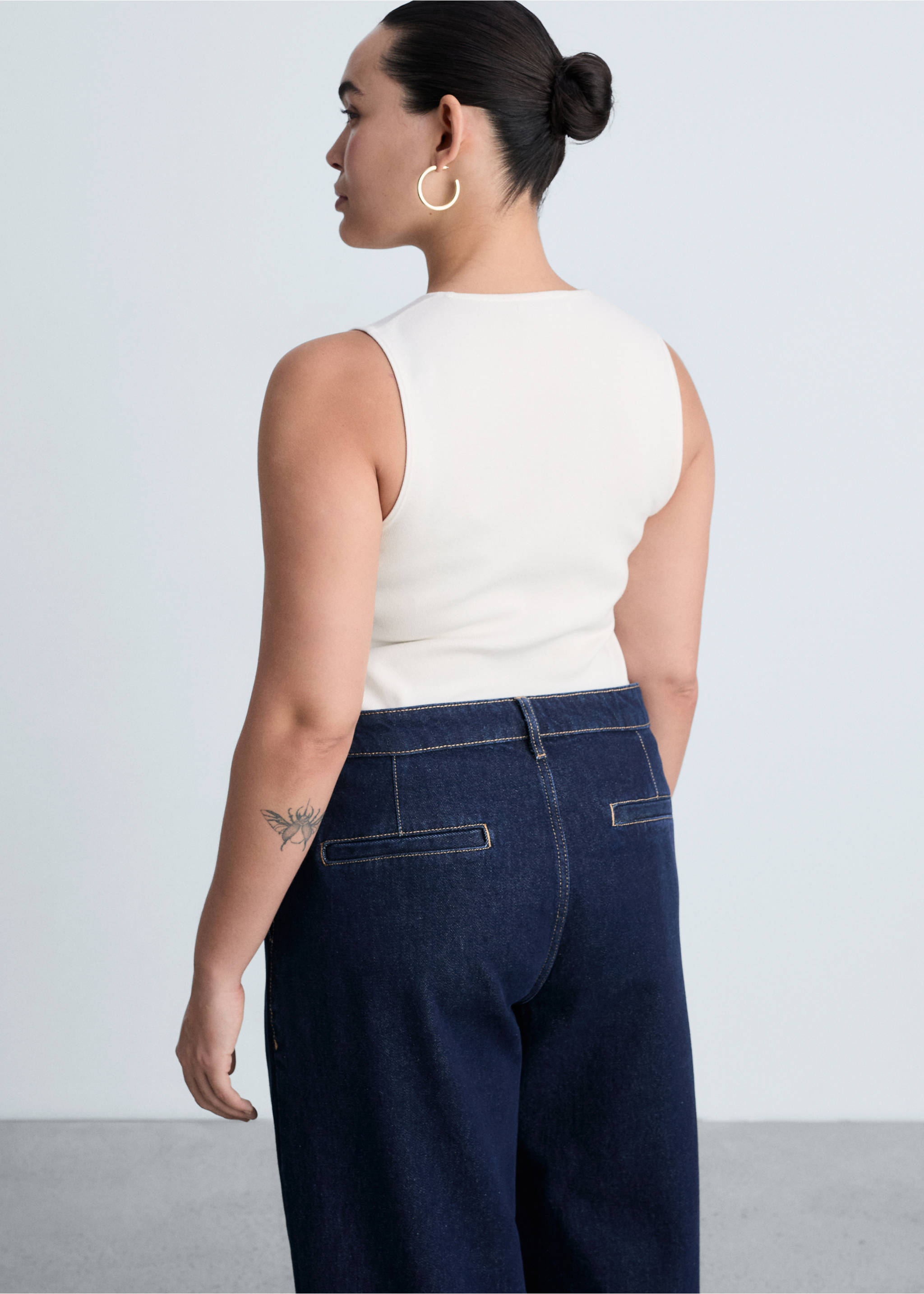 Jeans wide leg pinzas rinse wash - Detalle del artículo 4, Azul. Ref: 87050447-00.