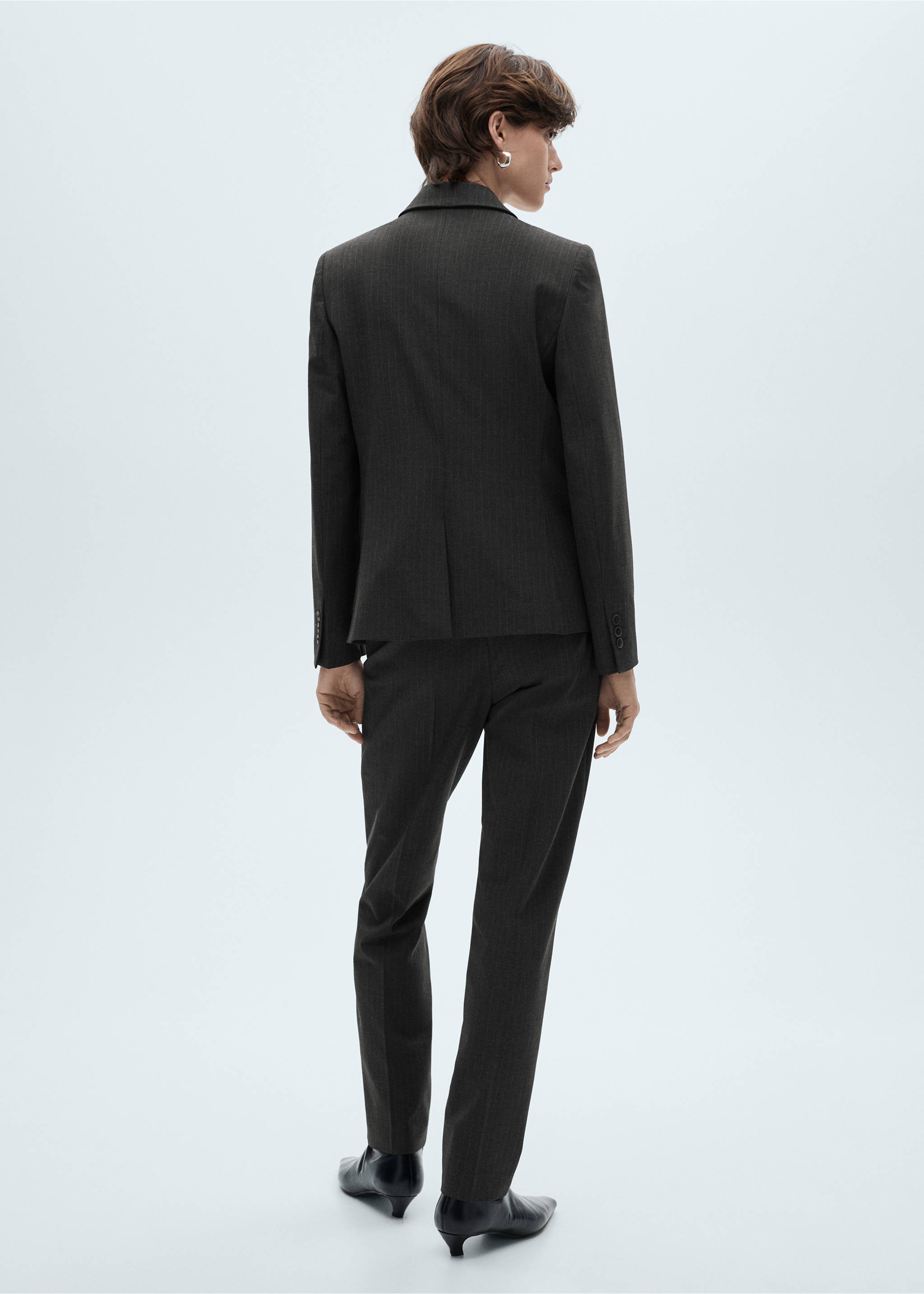 Pinstripe suit trousers - Reverse of the article, Dark Heather Grey. Ref: 87050451-00.