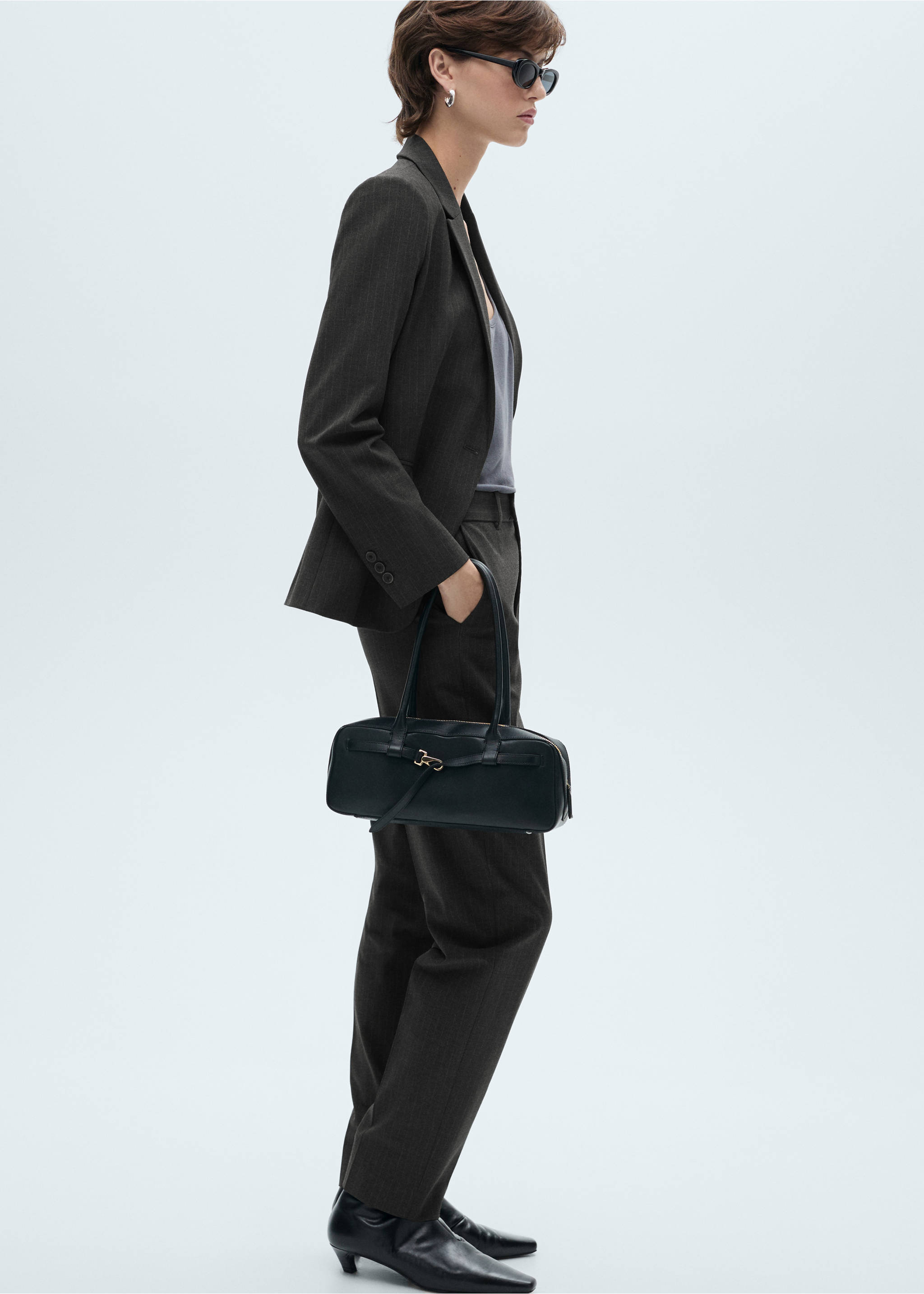 Pinstripe suit trousers - Details of the article 2, Dark Heather Grey. Ref: 87050451-00.