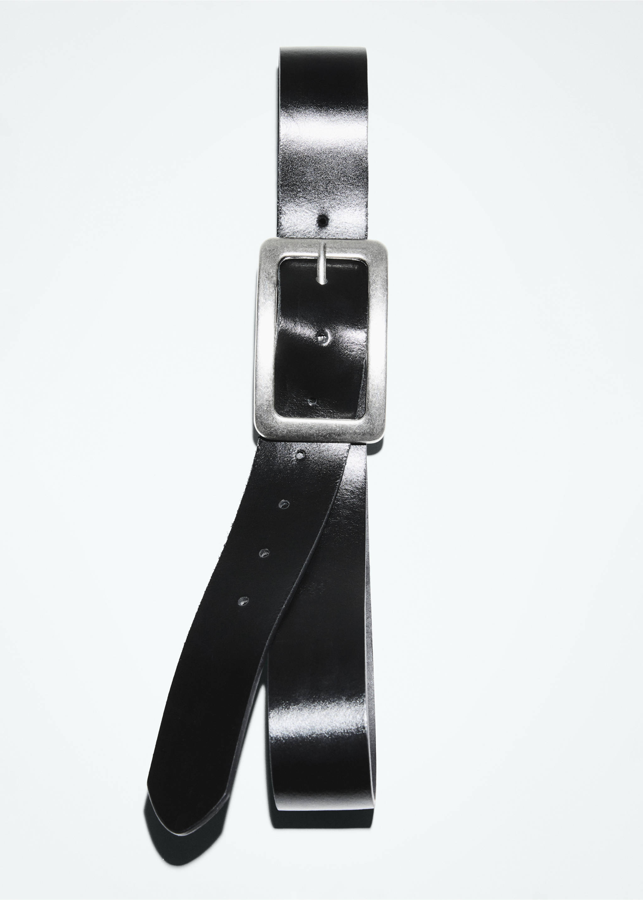 Leren riem met vierkante gesp - Detail van het artikel 5, Zwart. Ref: 87050456-00.
