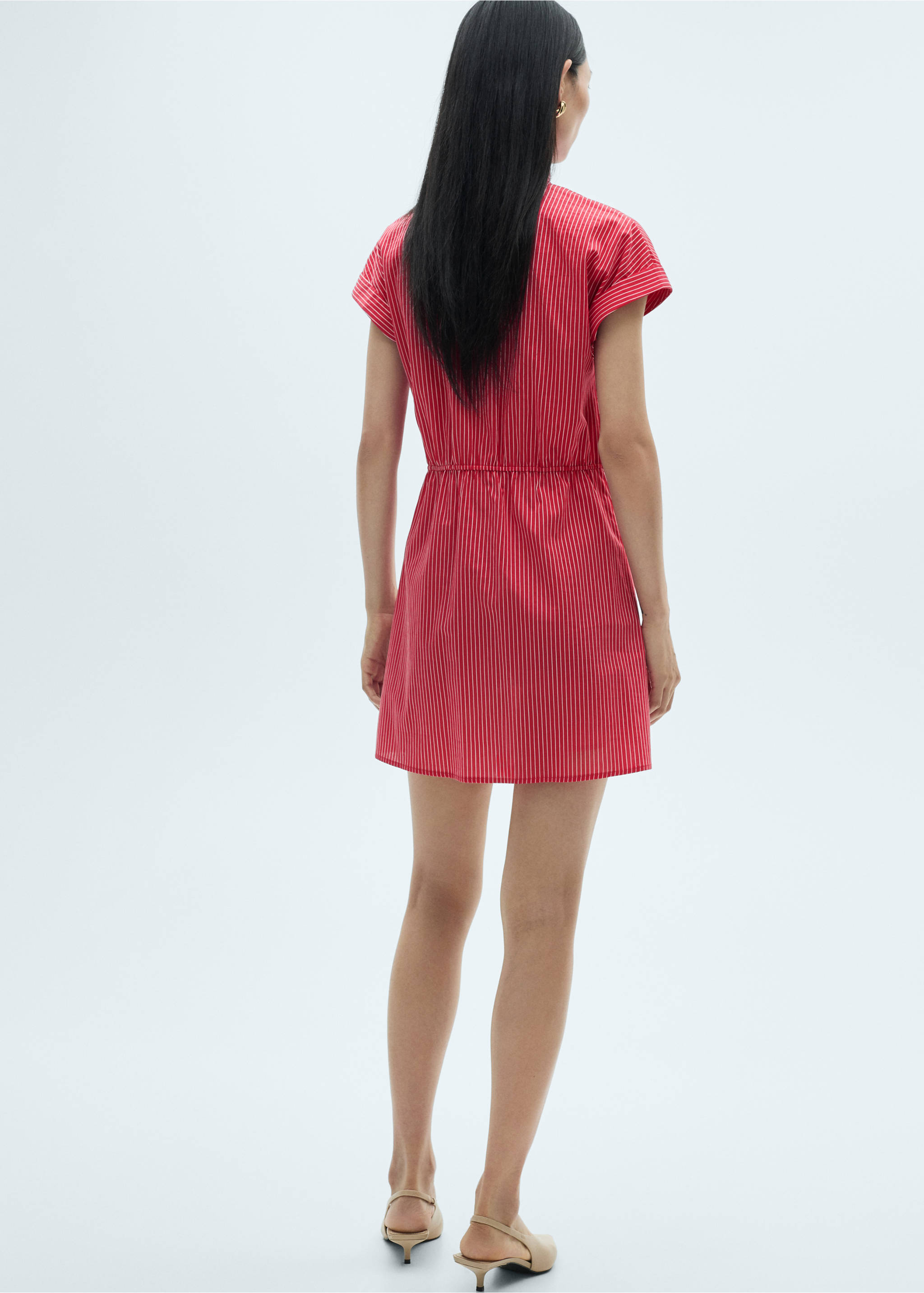 Robe chemise coton rayures - Verso de l’article, Rouge. Ref: 87050577-00.