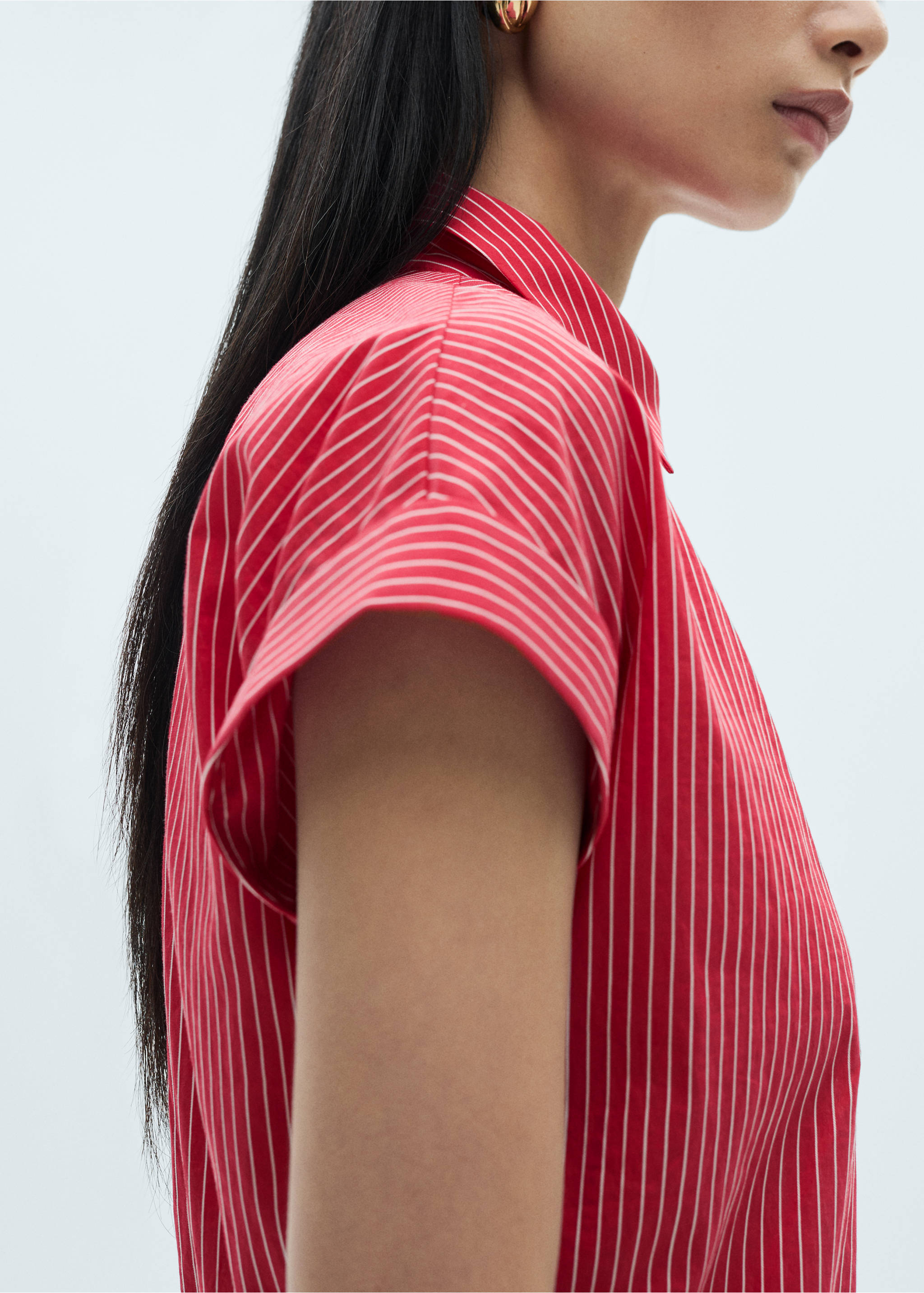 Robe chemise coton rayures - Détail de l'article 3, Rouge. Ref: 87050577-00.