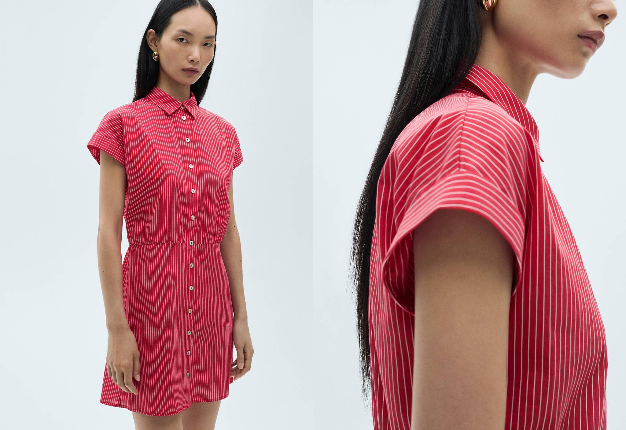 Robe chemise coton rayures - Plan panoramique