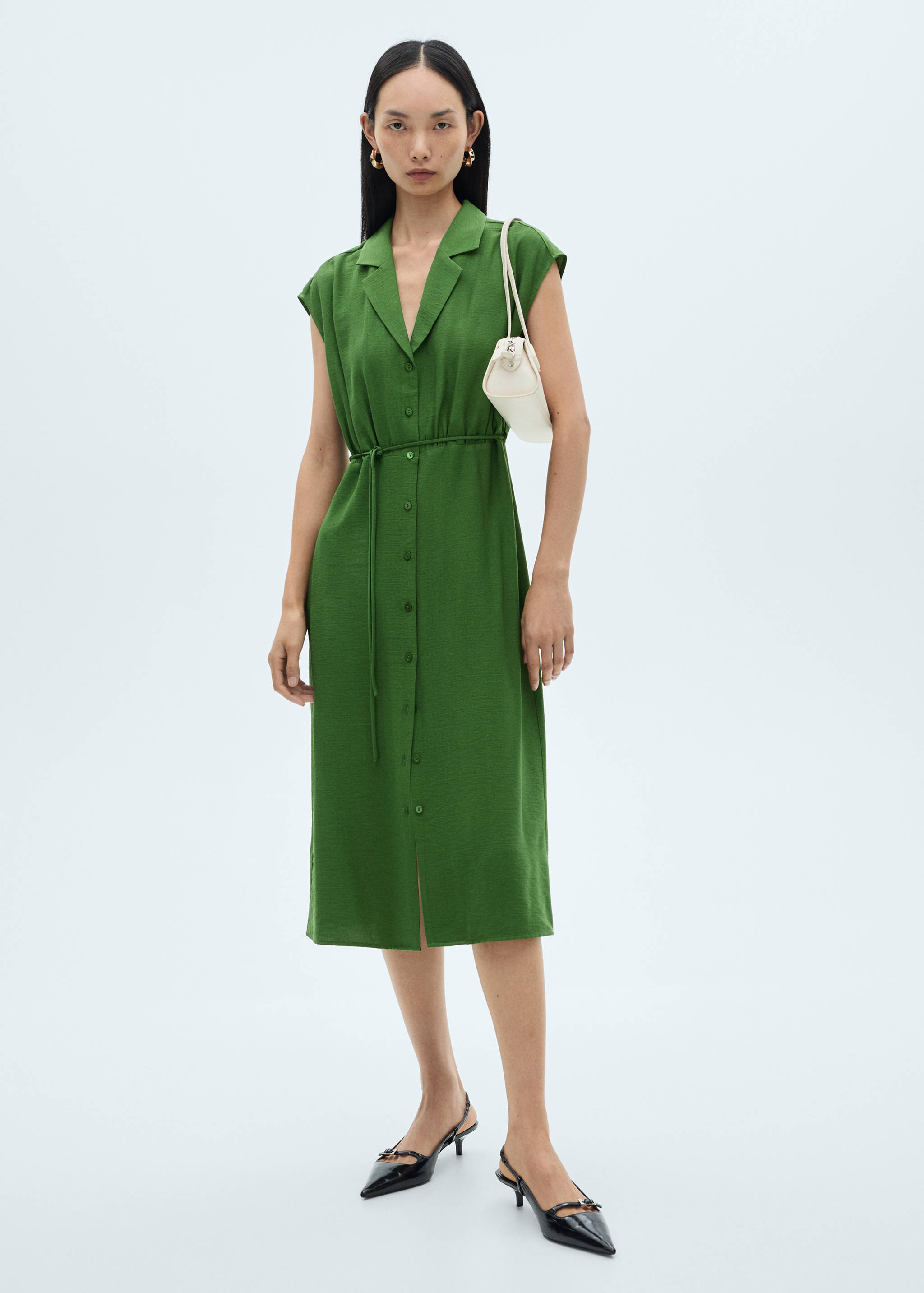 Vestido camisero lazo - Plano general