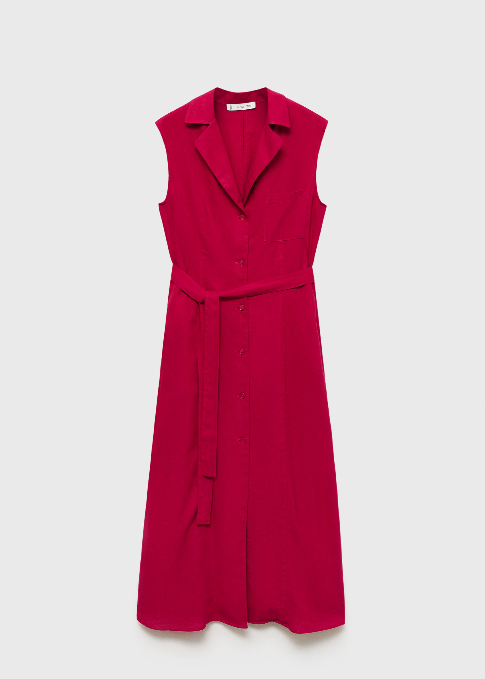 Hemdblusenkleid aus Leinen mit Gürtel - Artikel ohne Model, Fuchsia. Ref: 87050590-00.